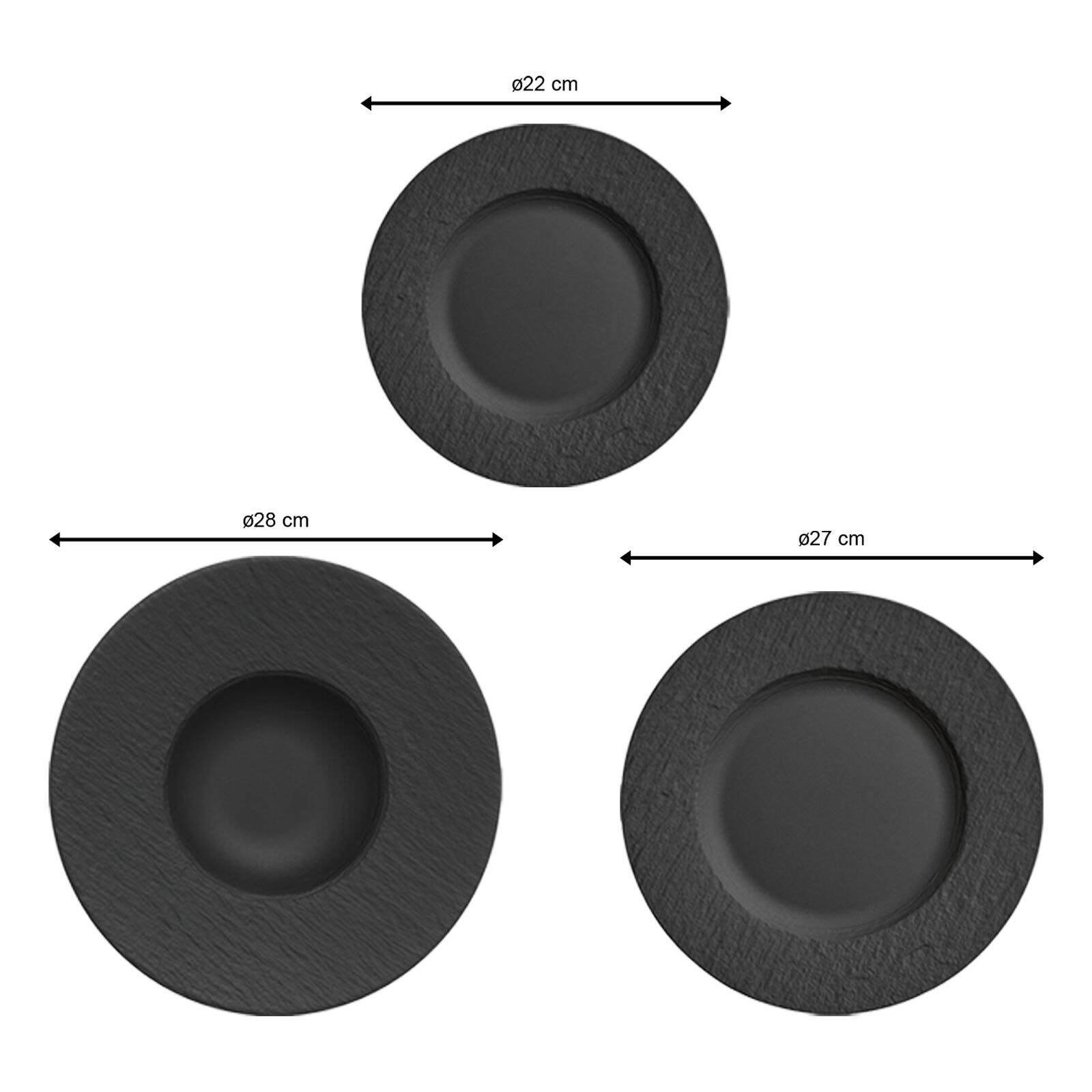 Villeroy & Boch Geschirr-Set »Teller-Set Manufacture Rock 6er Set schwarz« Spülmaschinengeeignet, Mikrowellenfest