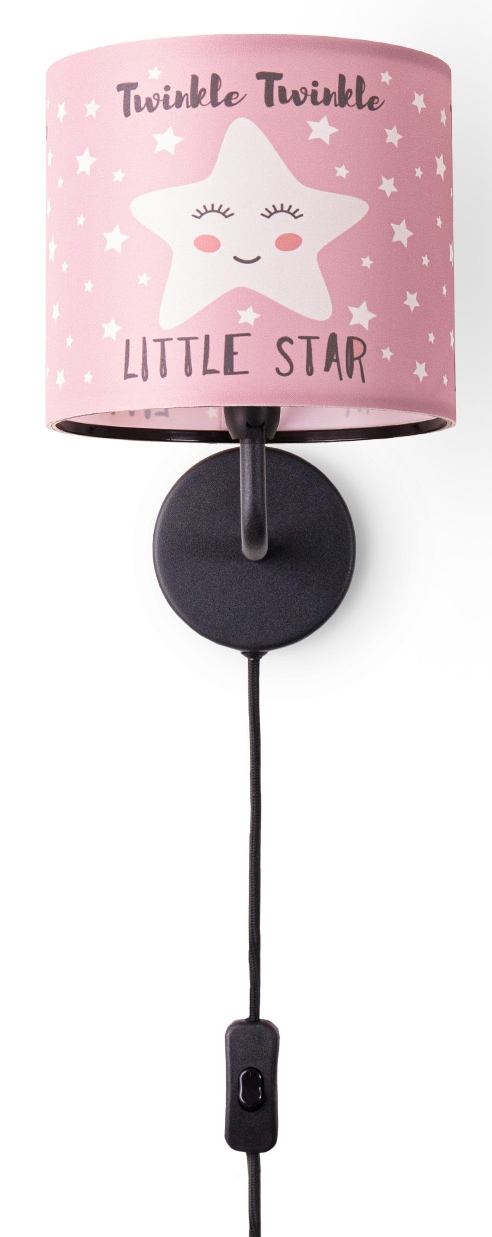 PACO HOME Wandleuchte "Aleyna 105", 1, Ø 18cm H: 26,5cm, schwarz, Kinderzimmer, Leuchten, Kinderlampe Babyzimmer Kinderzimmer âˆ...18cm Sterne Kabel 
