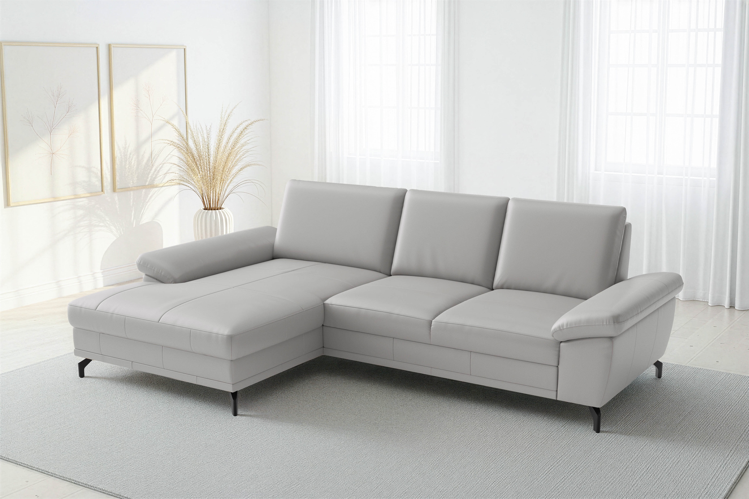 sit&more Ecksofa "Chelsea L-Form, B: 264 cm, Leder, inkl. Sitztiefen-&Armteilverstellung" optional mit Schlaffunktion und Bettkasten