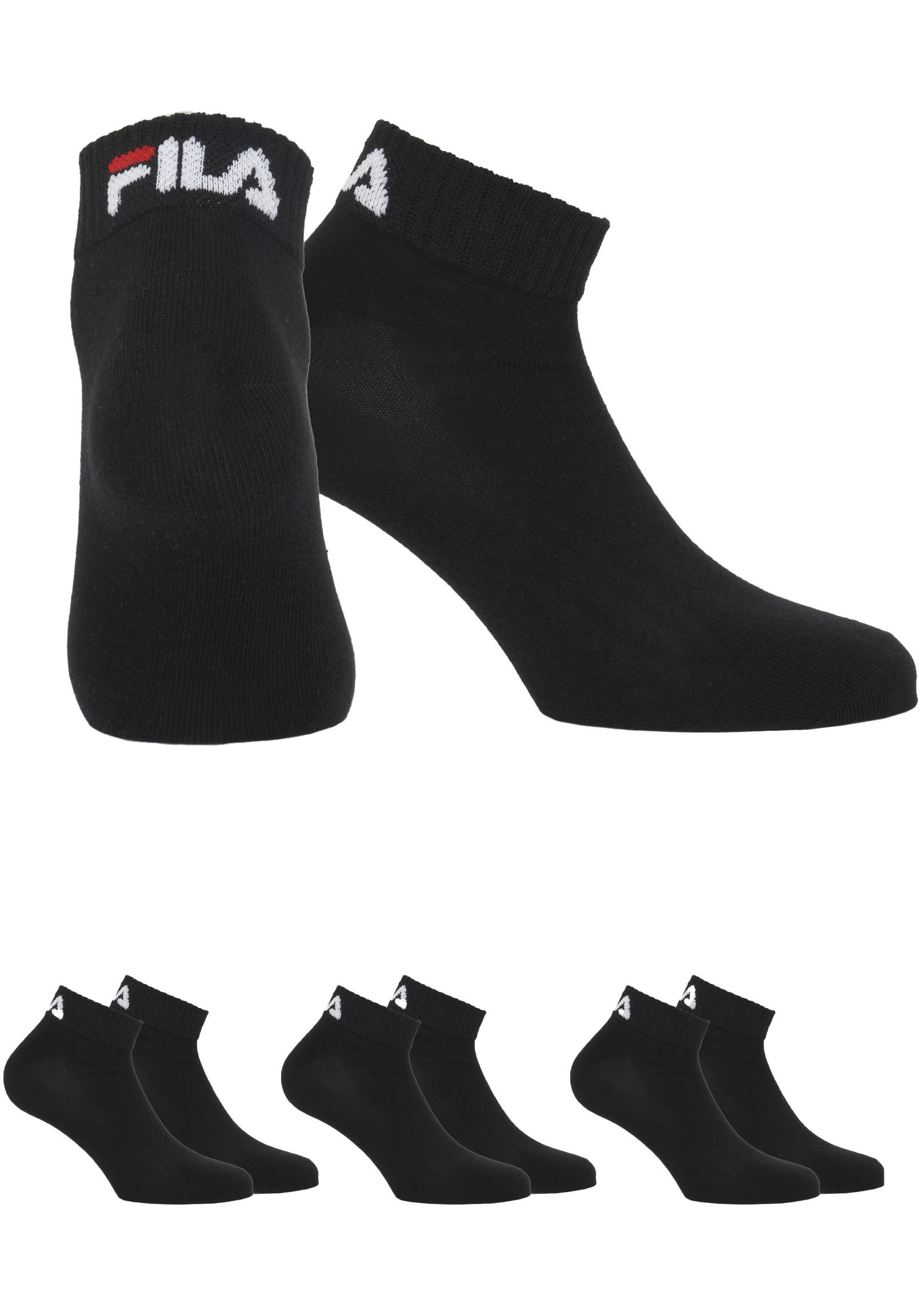 Fila Kurzsocken "UNISEX INVISIBLE PLAIN SOCKS" 3 tlg. mit Logostickerei günstig online kaufen