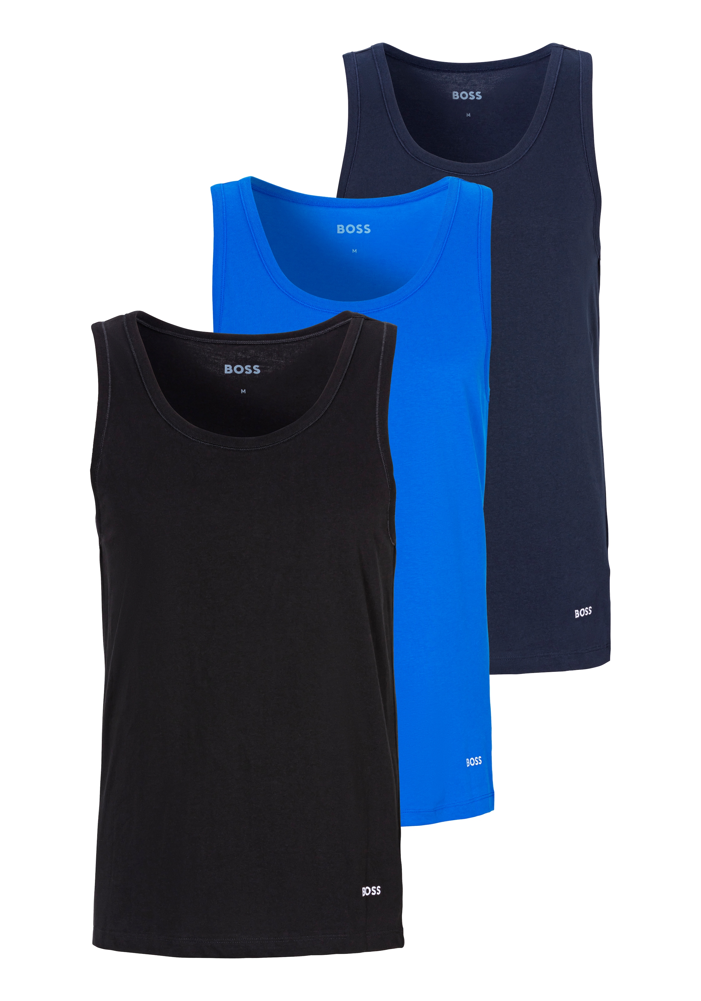 BOSS Tanktop, (Packung, 3 tlg.), mit BOSS Stickerei