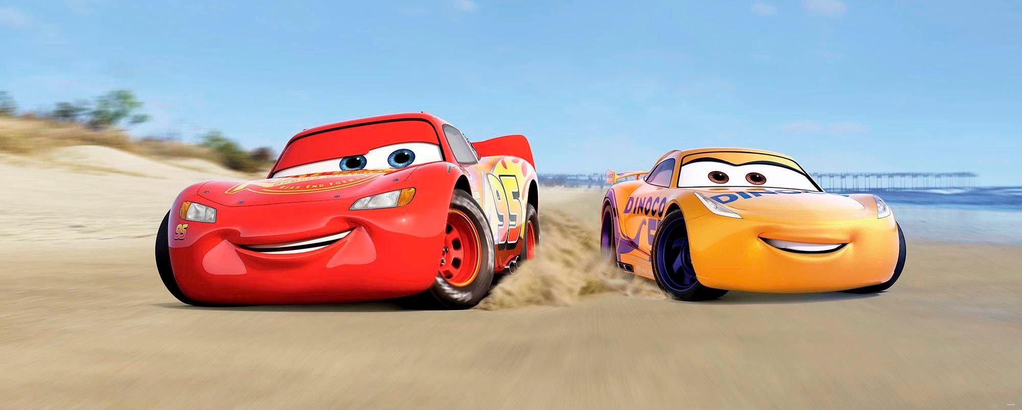 Komar Vliestapete "Digitaldruck Vlies - Cars3 Beach - Größe 100 x 250 cm" bedruckt glatt Kinderzimmer