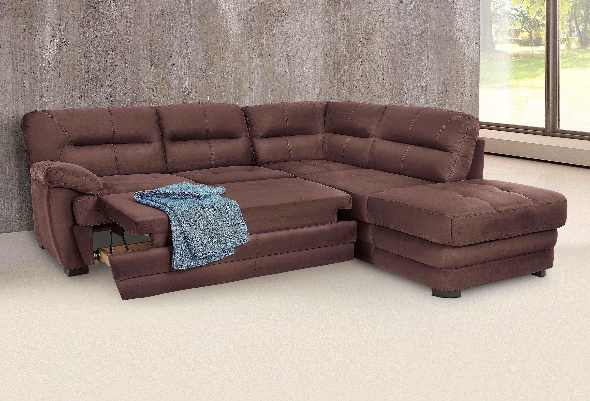 COTTA Polstergarnitur »Royale L-Form«, (Set), Set bestehend aus: Ecksofa & Hocker