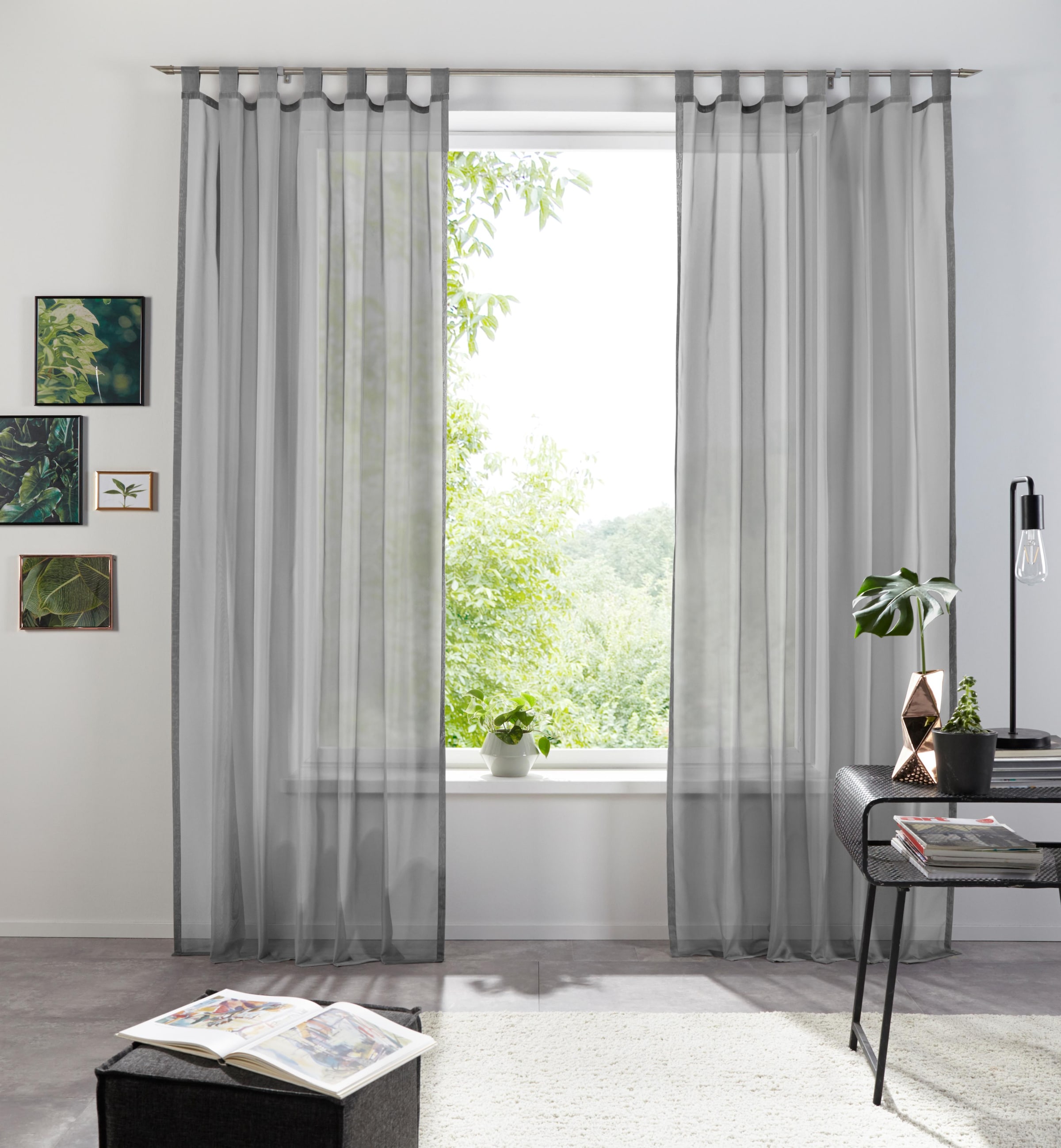 OTTO home Gardine "XANA" Schlaufen 1 Stk. tlg. Bestseller, einfarbig, 1 Schal, pflegeleicht, preiswert