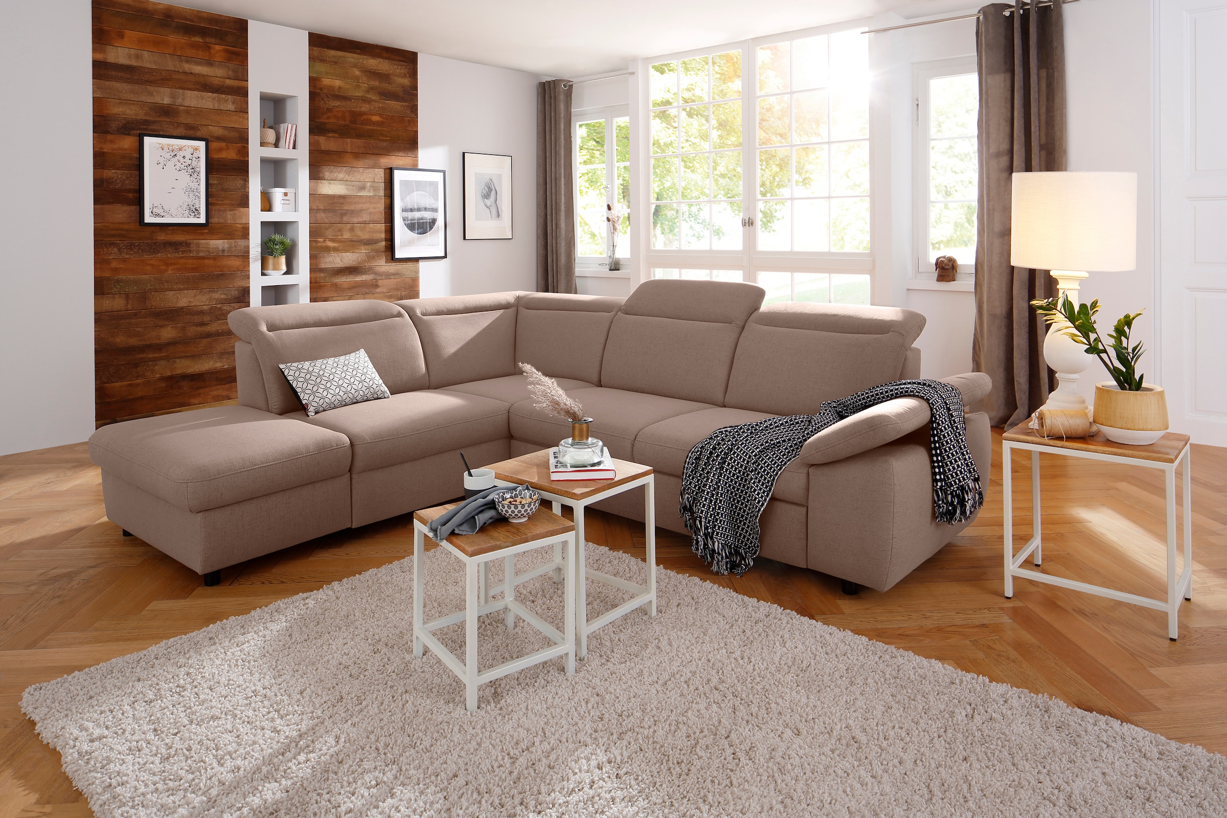 OTTO home Ecksofa "Mauritius L-Form" mit Ottomane, mit Kopfteil- und Armlehnverstellung