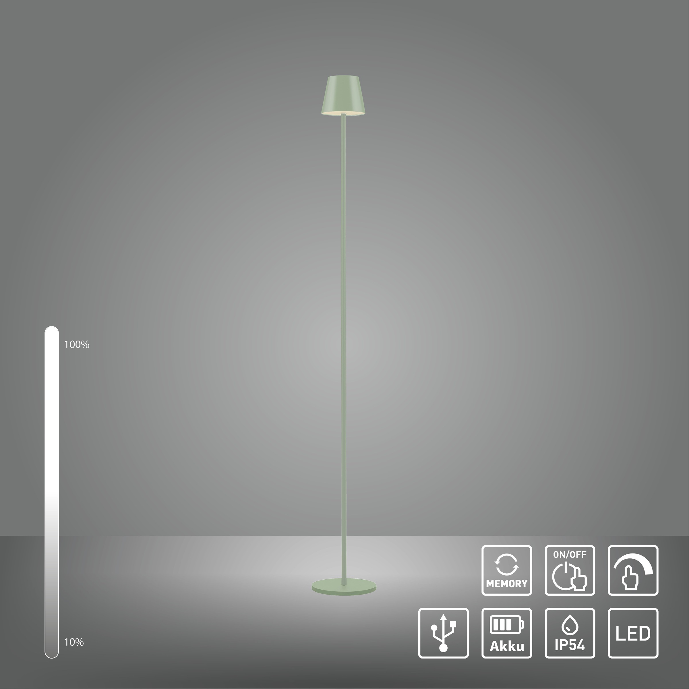 JUST LIGHT Stehlampe »EURIA«, 1 flammig, Leuchtmittel LED-Modul | LED fest integriert, Akkuleuchte