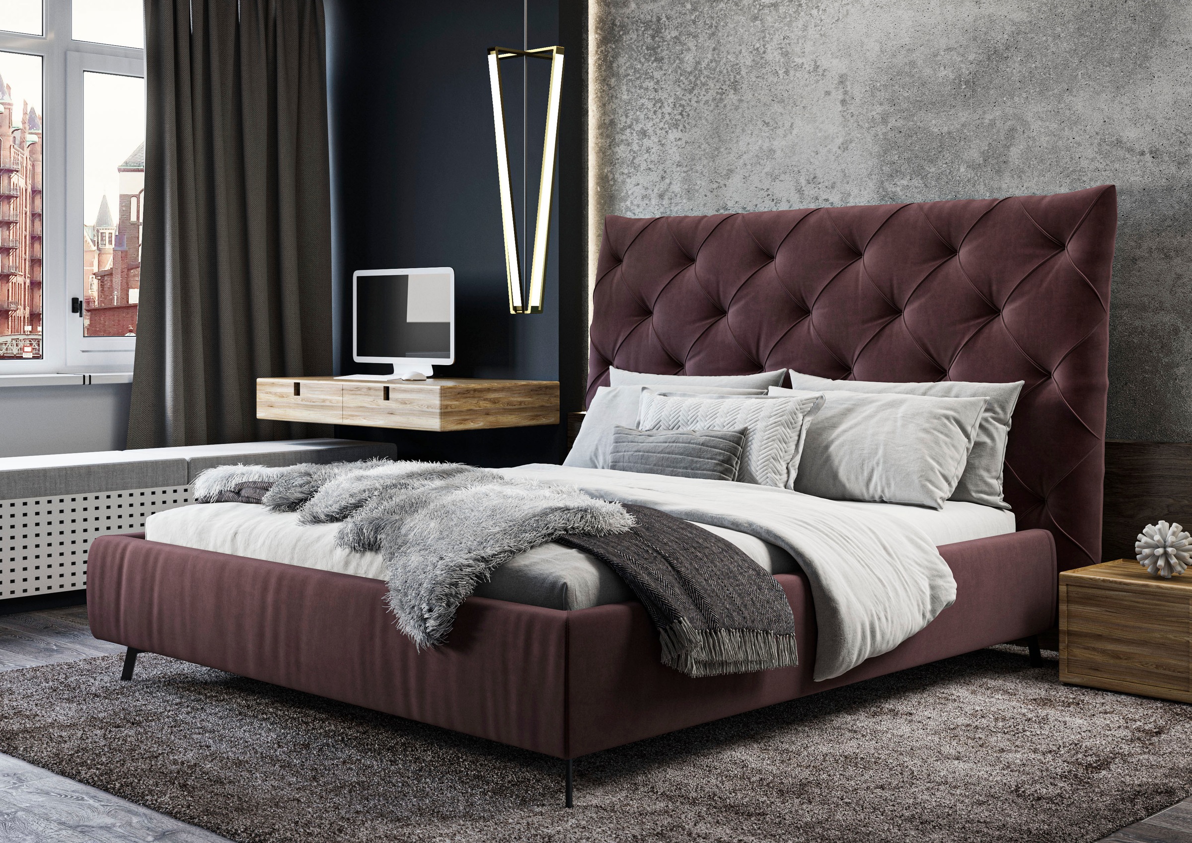 Home affaire Polsterbett "Maxime, in 4 Breiten bis 200cm, auch in Leder" Ko günstig online kaufen