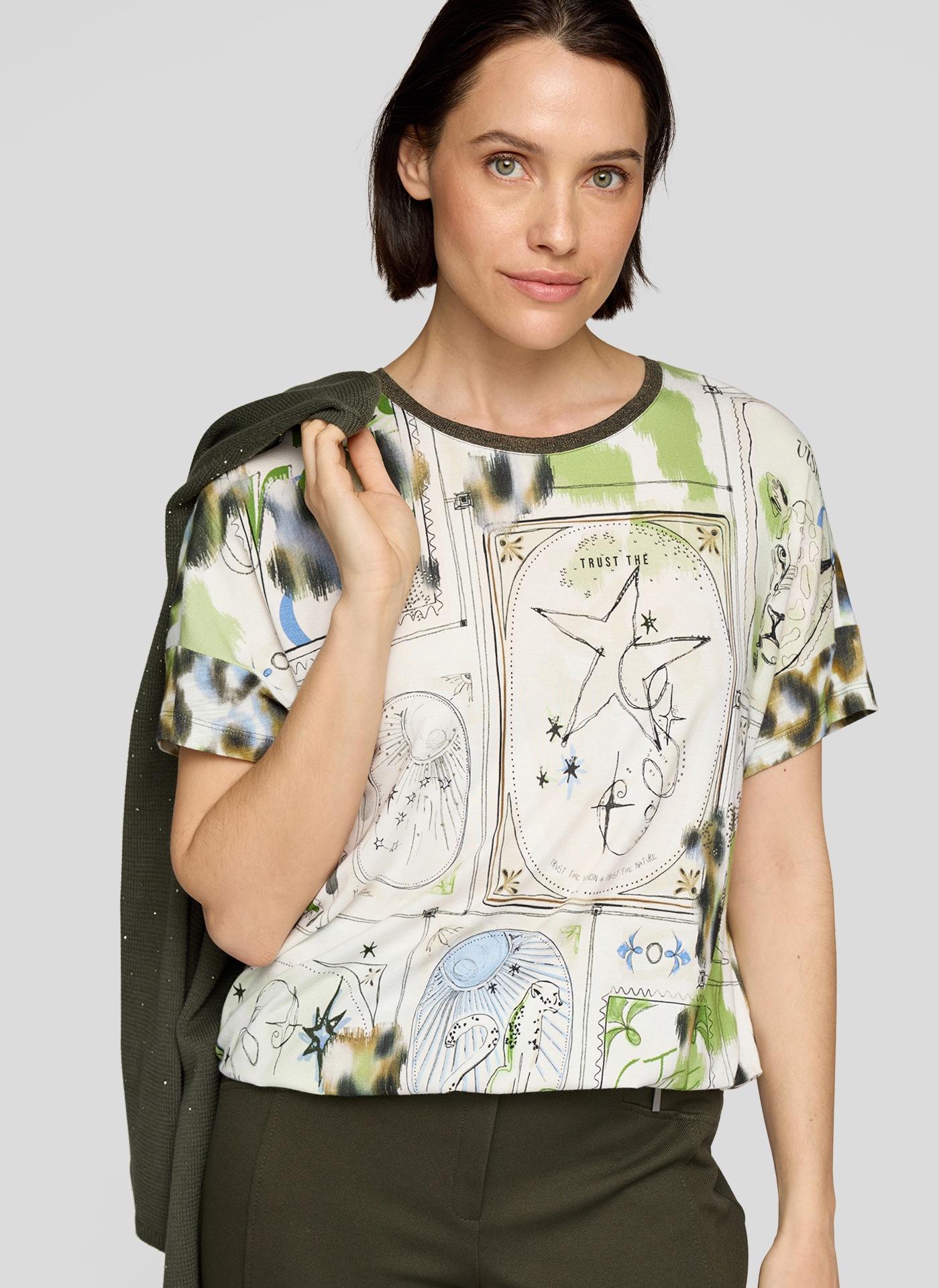 Rabe Kurzarmshirt, im Animal-Look günstig online kaufen