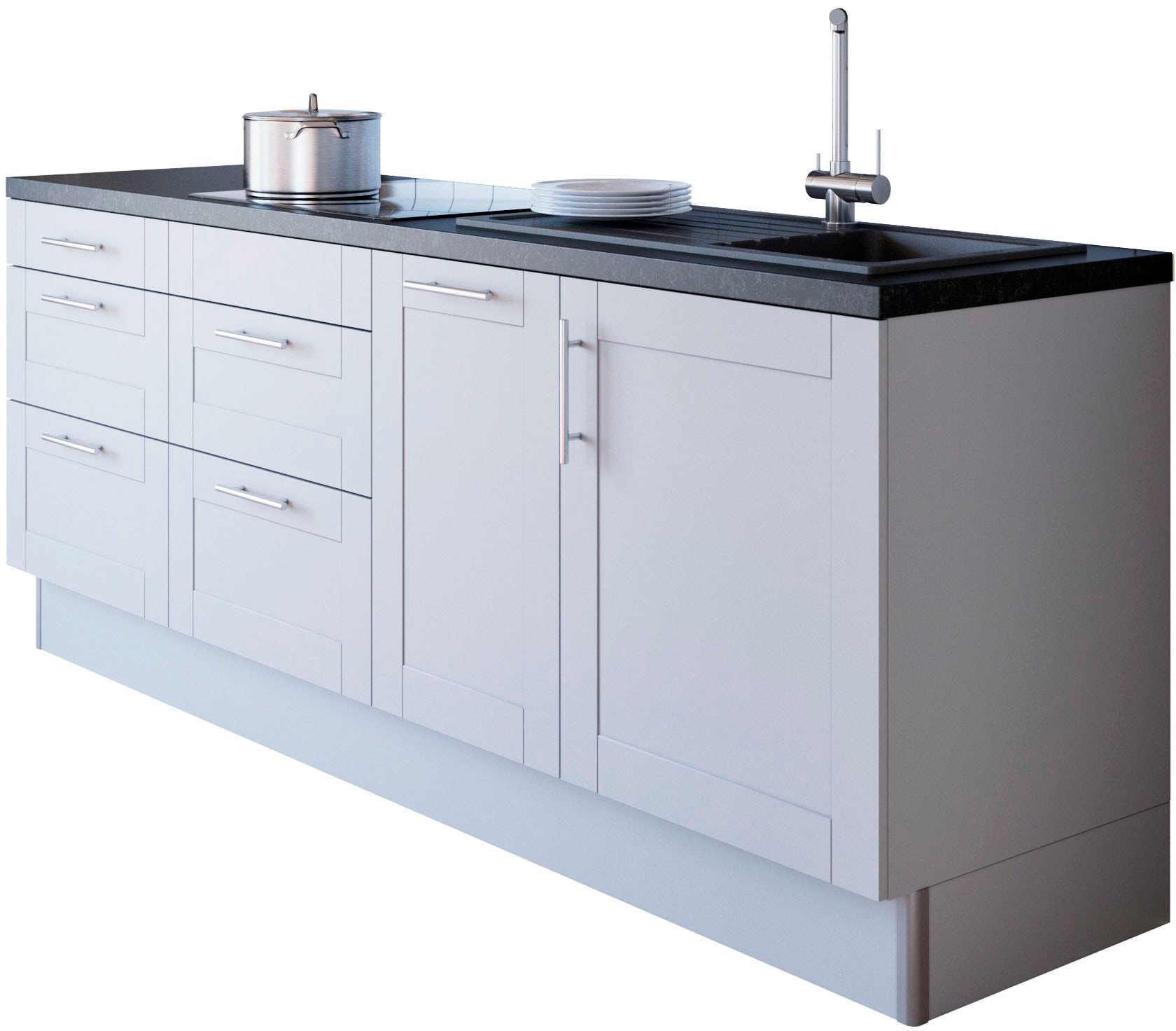OPTIFIT Küche »Ahus«, Breite 225 cm, wahlw. Mit E-Geräten, Soft Close Funktion, MDF Fronten
