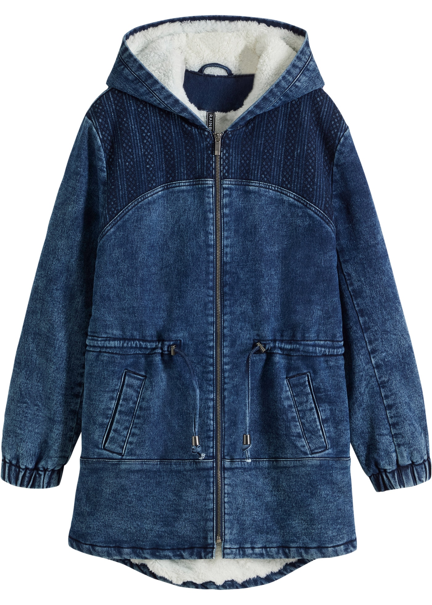 bonprix Parka mit Kapuze Jeans-Parka mit Teddyfell