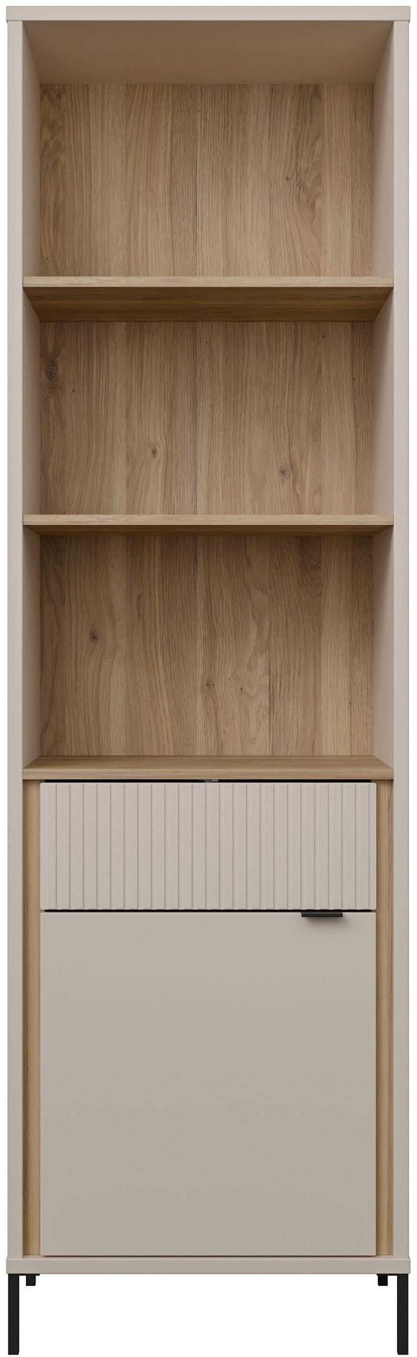 FORTE Vitrine »Forte Seravel Vitrine, 2-türig, 1 Schublade, Lamellen« B/H/T 59,4/199,2/41,5 cm, Stauraum, optionale Beleuchtung