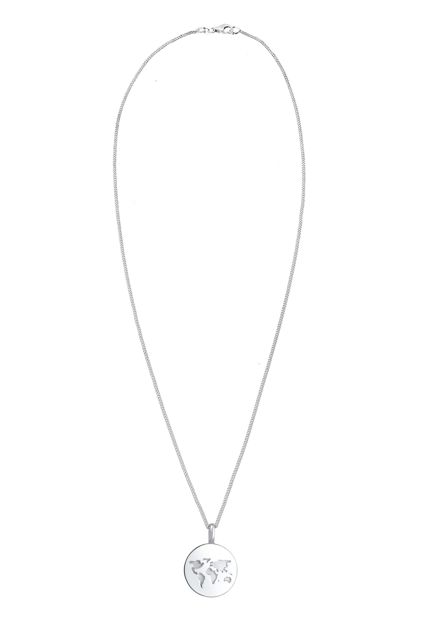 Elli Kette mit Anhänger »Weltkugel Anhänger Plättchen Rund 925 Silber«
