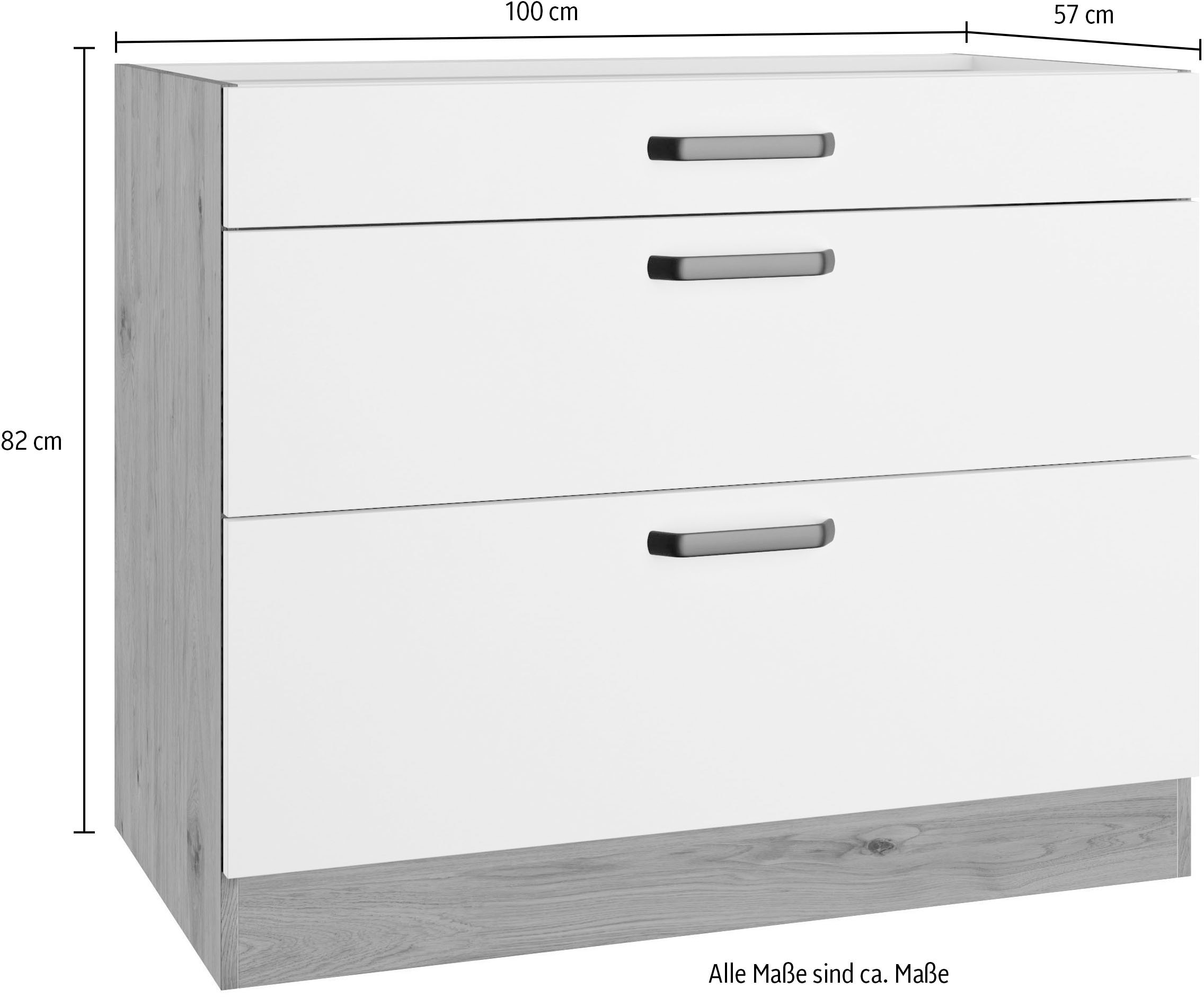 wiho Küchen Unterschrank »Elba, mit zwei Auszügen«, in den Breiten 90 und 100 cm