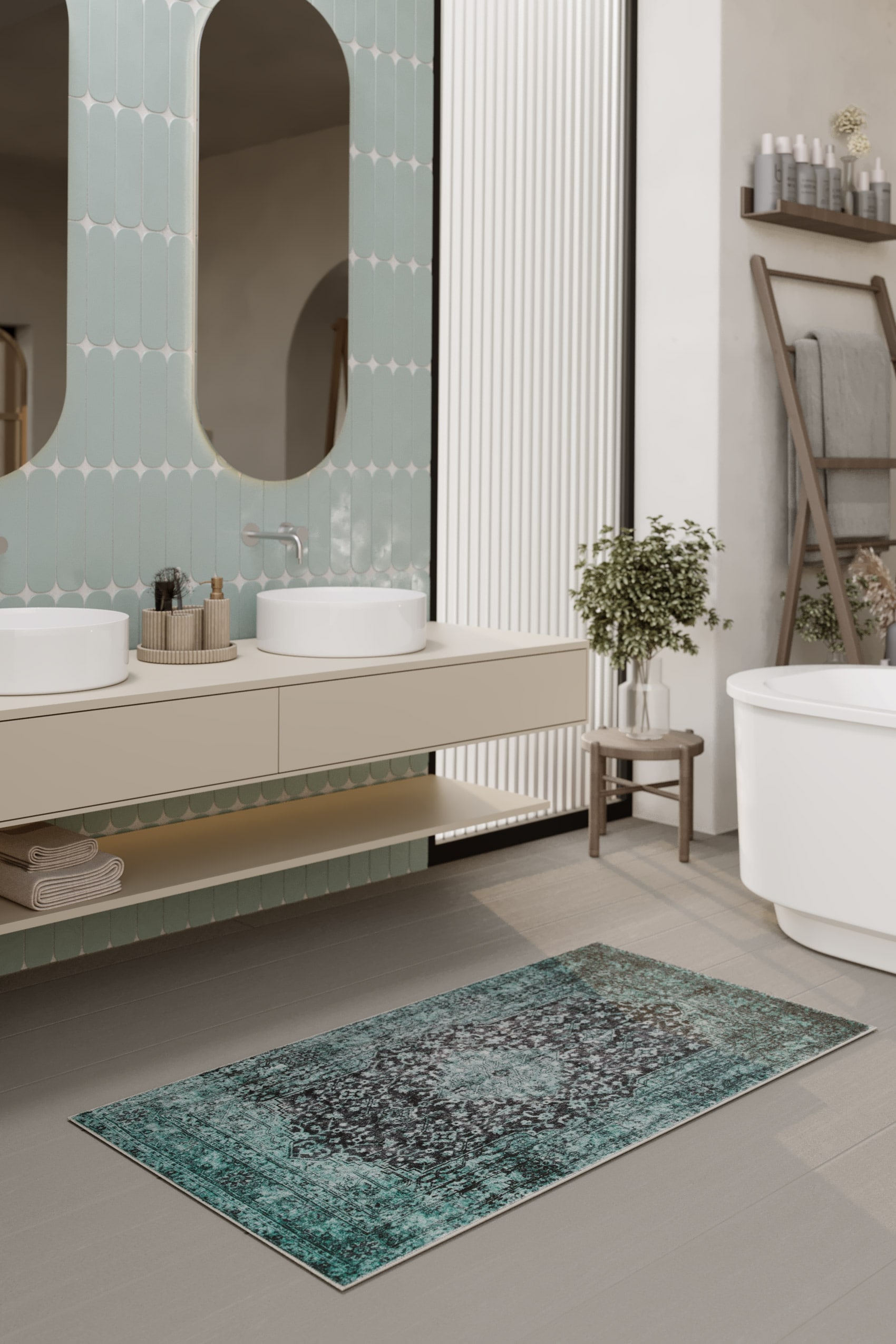 Wecon home Badematte »Ralph«, fußbodenheizungsgeeignet, Vintage, waschbar, rutschfest, schnell trocknend, weich, Badteppich