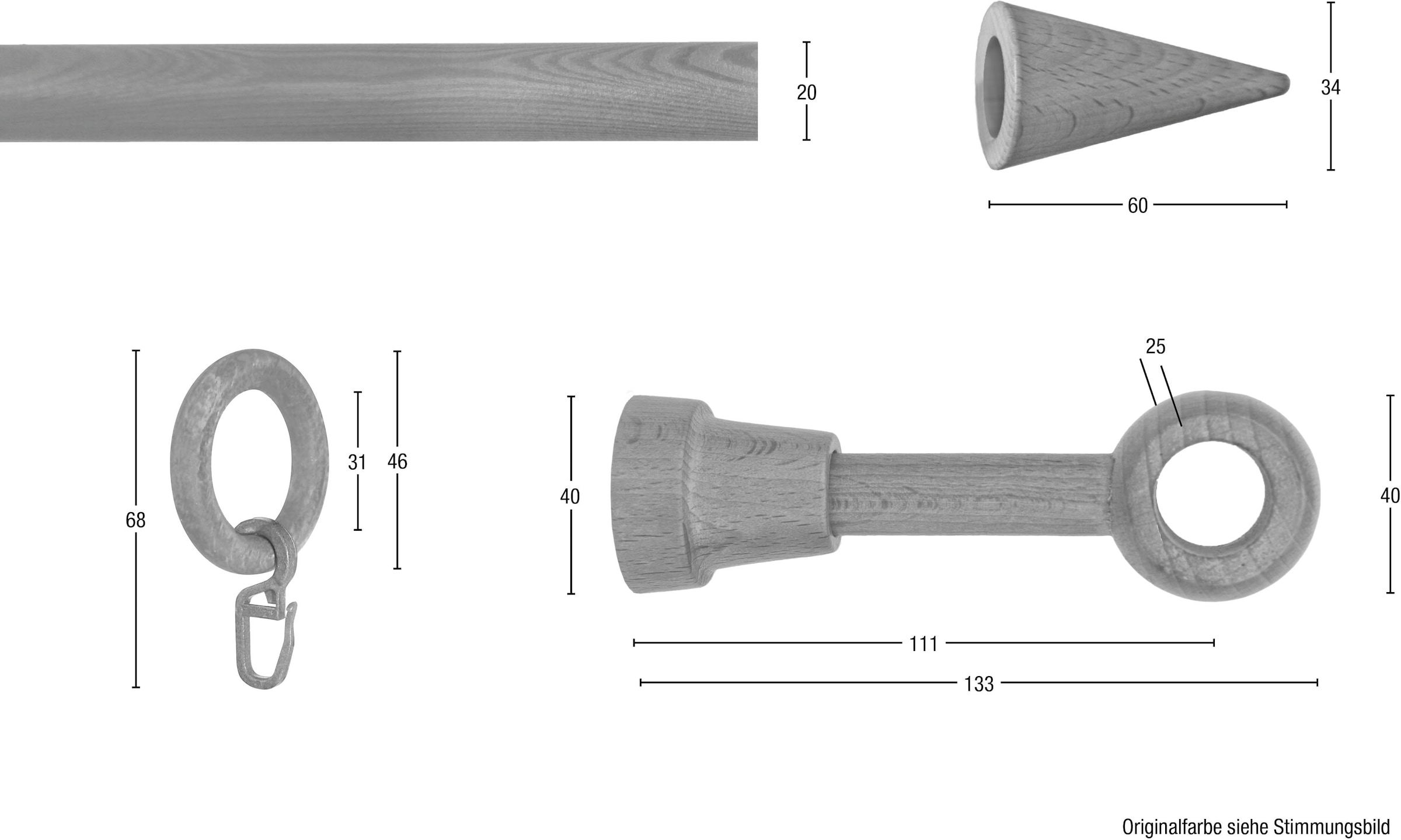 GARESA Gardinenstange »Verena«, 1 läufig-läufig, Fixmaß, Fixlänge 200 cm, mit Ringe