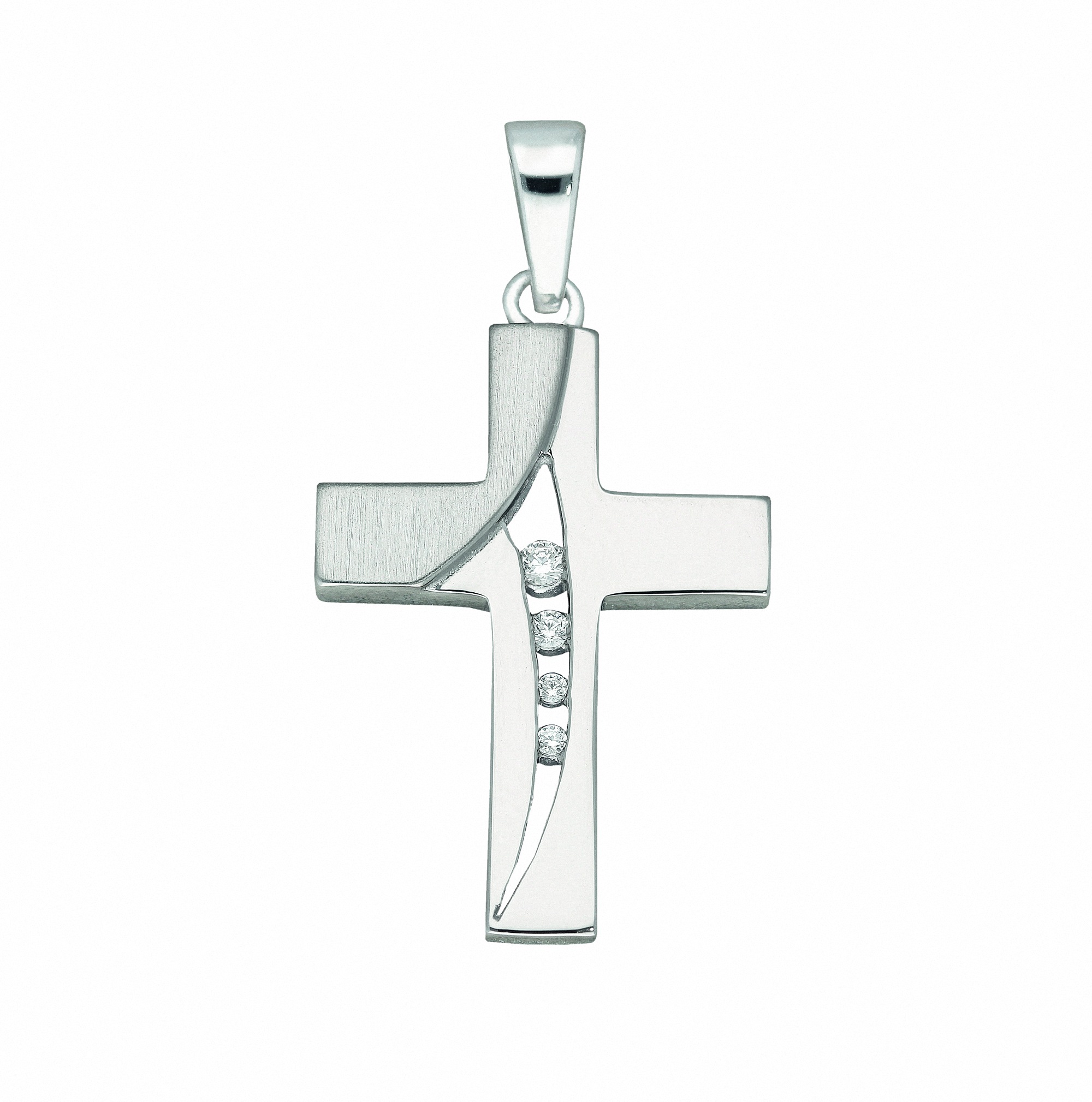 ADELIA ́S Damen Kettenanhänger "Damen & Herren 925 Silber Kreuz Anhänger mit Zirkonia", Damen,mit Zirkonia, Silber 925 (Sterlingsilber), silber,
