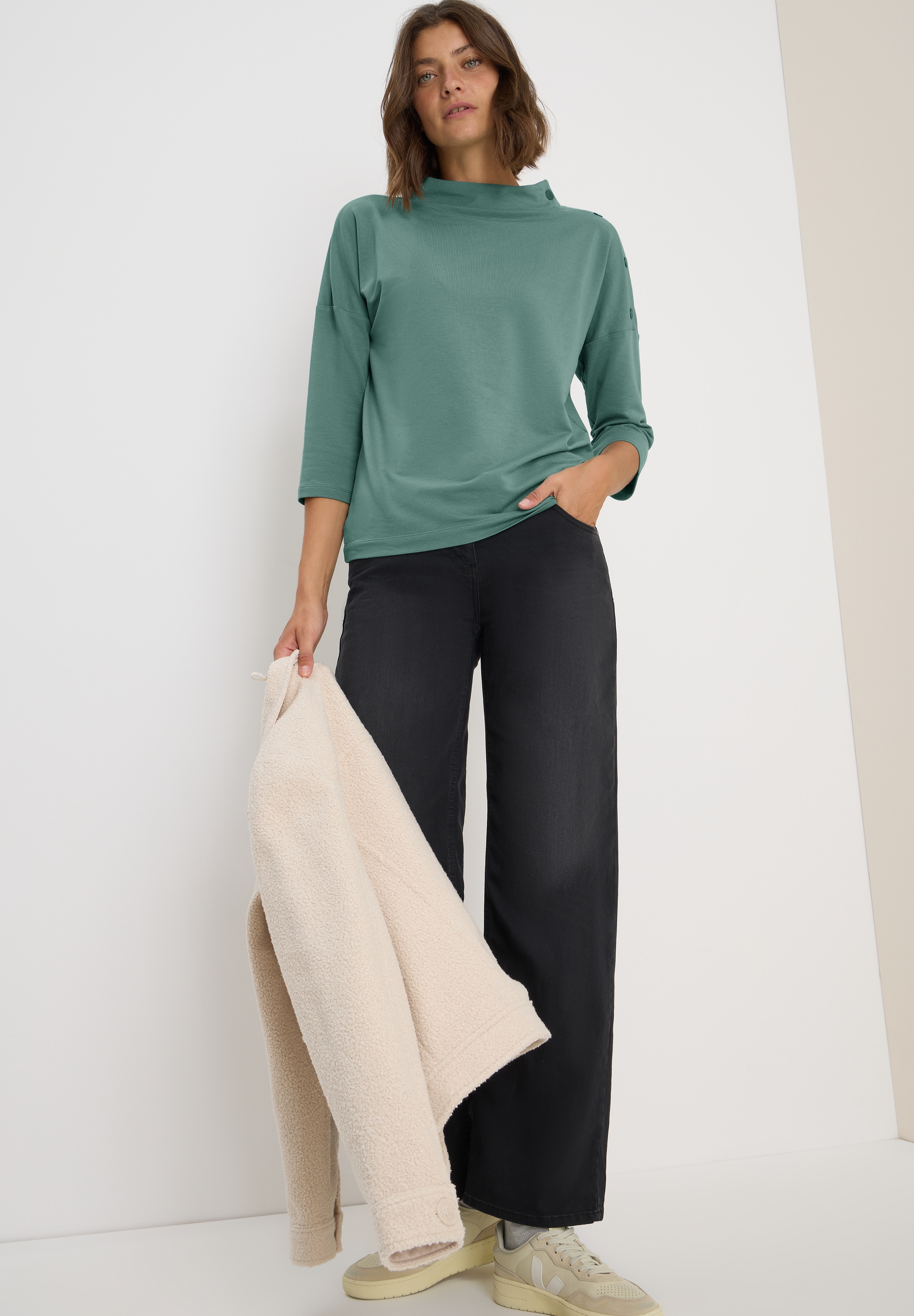 Cecil 3/4-Arm-Shirt, mit Knopfdetail