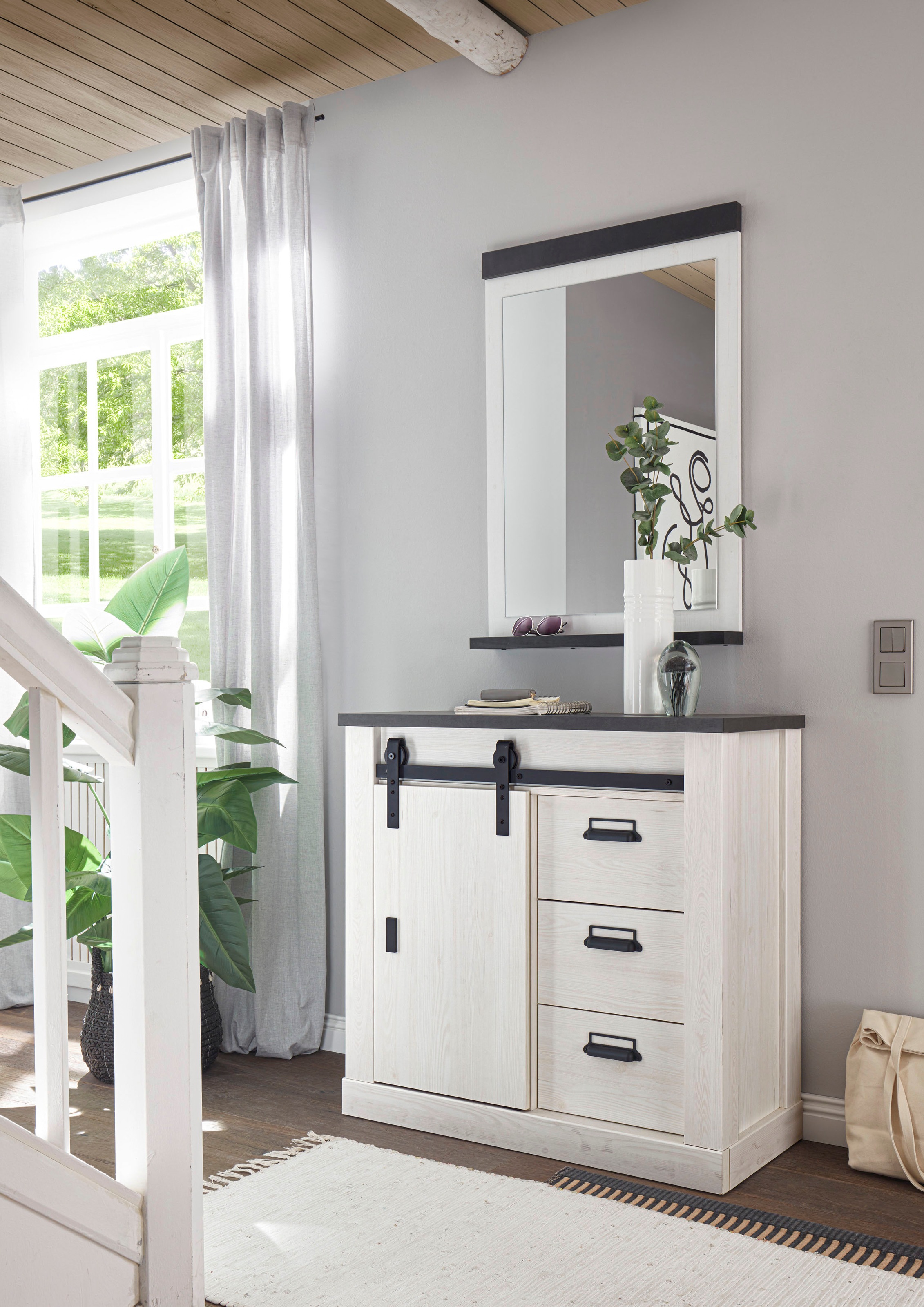 Home affaire Garderoben-Set "SHERWOOD" 2 Stk. tlg. mit Scheunentorbeschlag, günstig online kaufen