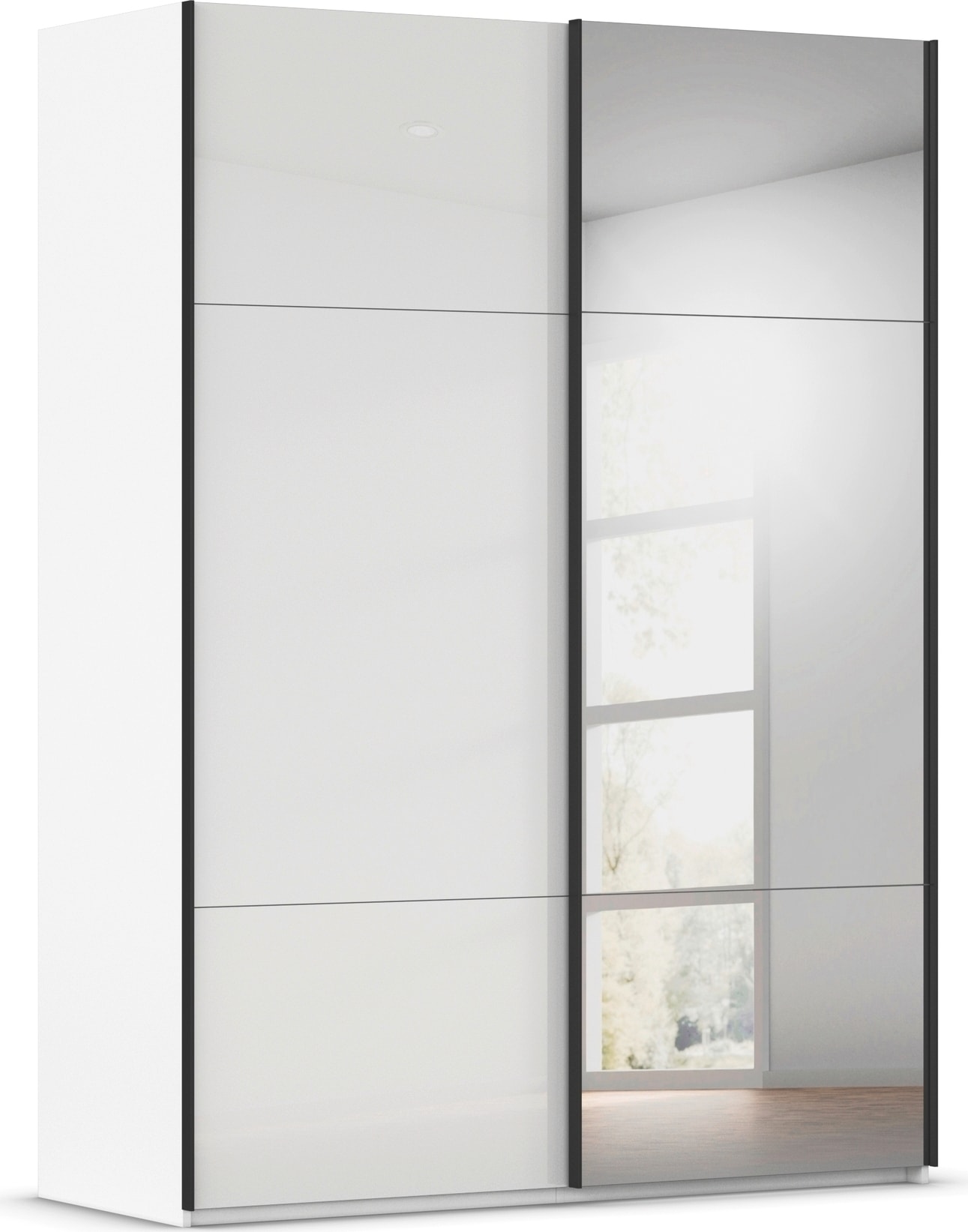rauch Schwebetürenschrank "Kleiderschrank Schrank Garderobe Schlafzimmerschrank CONTIDO" 3 verschiedene Ausstattungen BASIC/CLASSIC/PREMIUM (inkl. SOFT-CLOSE), aus hochwertigem Material in 6 Breiten 2 Griff-Farben MADE IN GERMANY