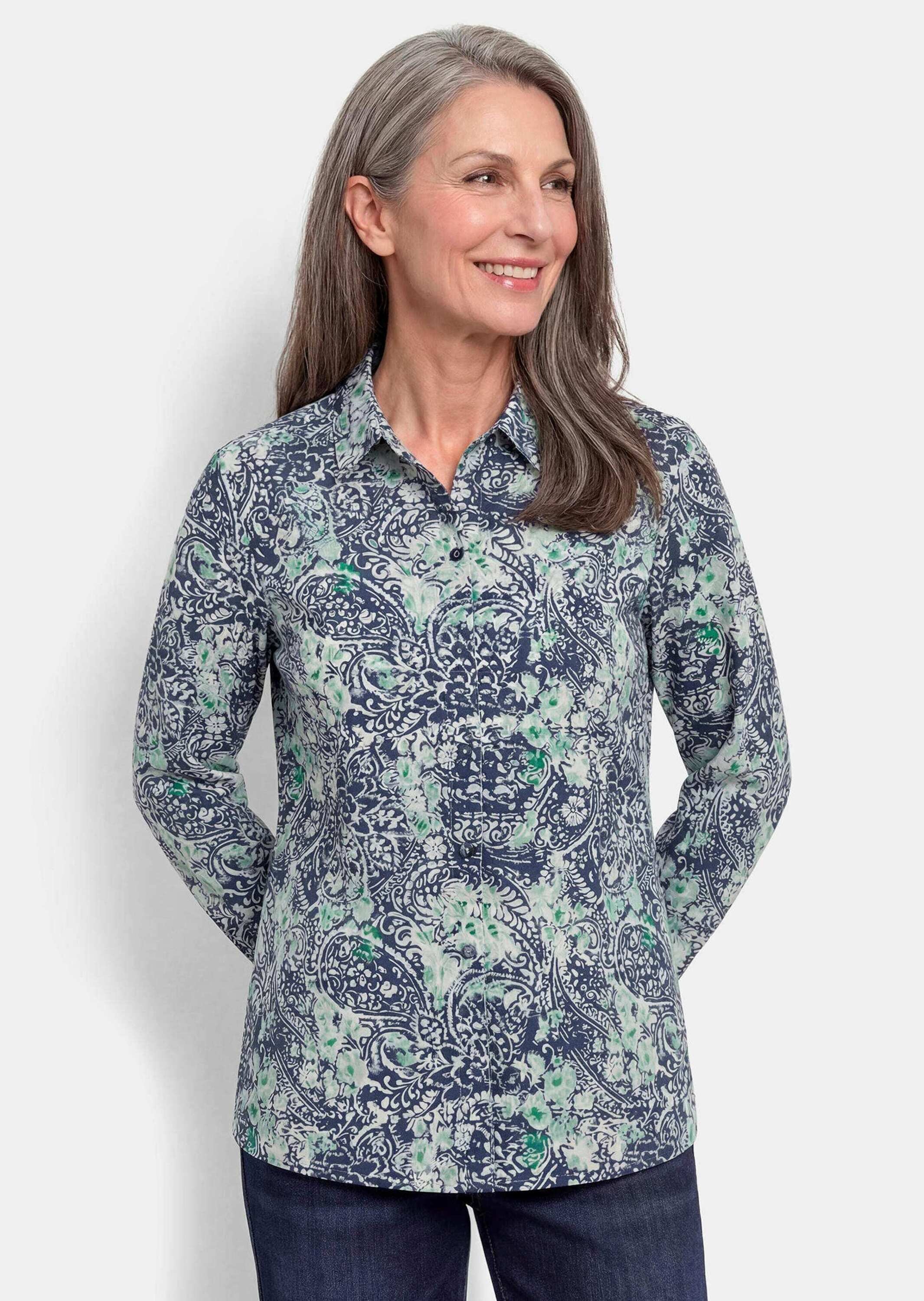 GOLDNER Hemdbluse »Hemdbluse mit Paisley-Druck« Sattel im Rückteil