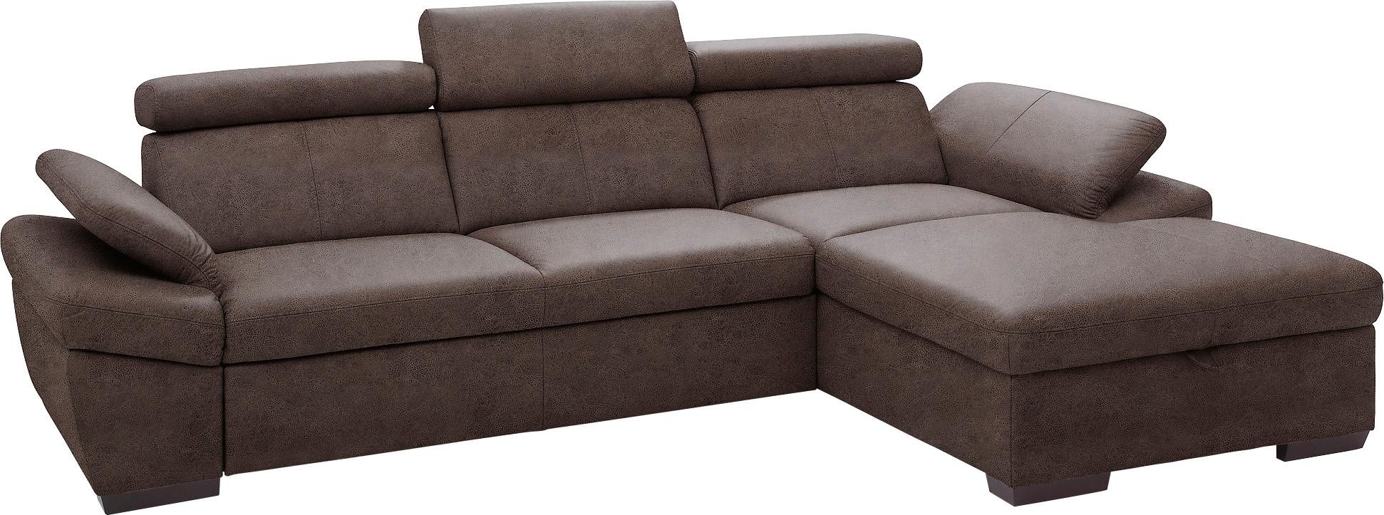 exxpo - sofa fashion Ecksofa »Salerno, klassisch modernes Funktionssofa, hoher Sitzkomfort, L-Form«, inkl. Kopf- und Armteilverstellung, wahlweise mit Bettfunktion