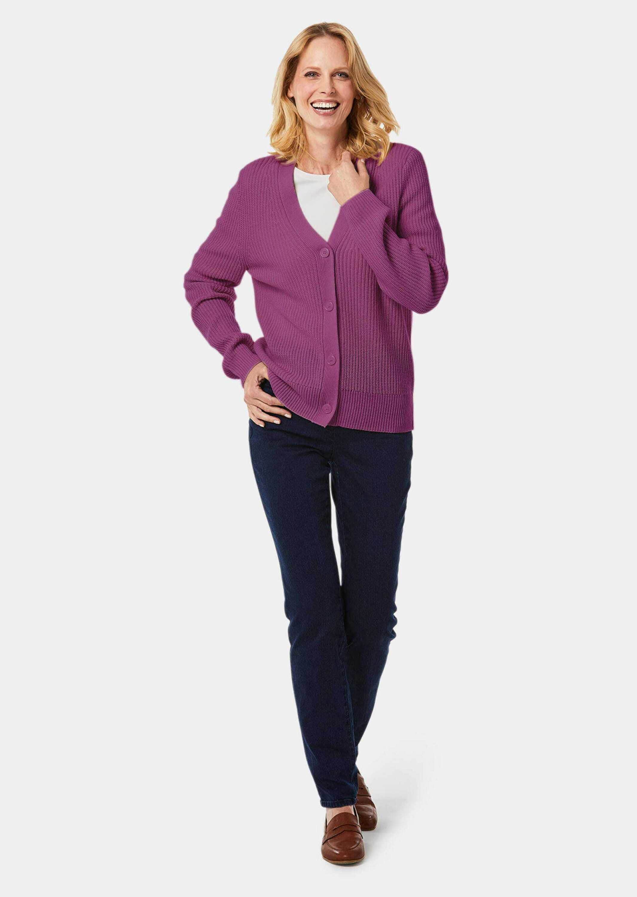 GOLDNER Strickjacke »Kurzgröße Pflegeleichte Strickjacke in hochwertiger Rippenstruktur«