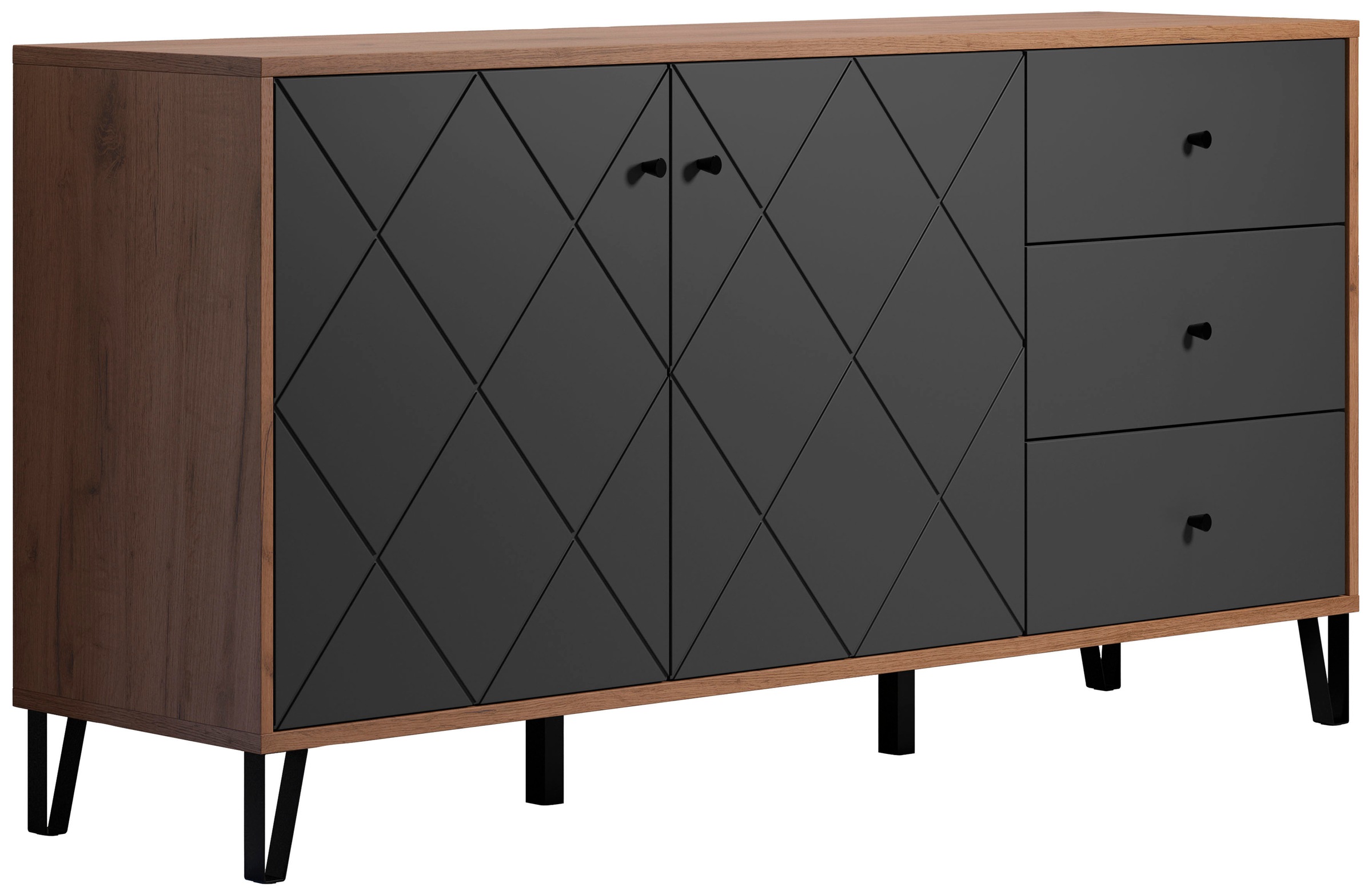 Home affaire Sideboard "Molveno" 1 Stk. tlg. Sideboard, 2 Türen, 3 Schubkasten & Soft-Close - (B/T/H) 183/40/76 cm