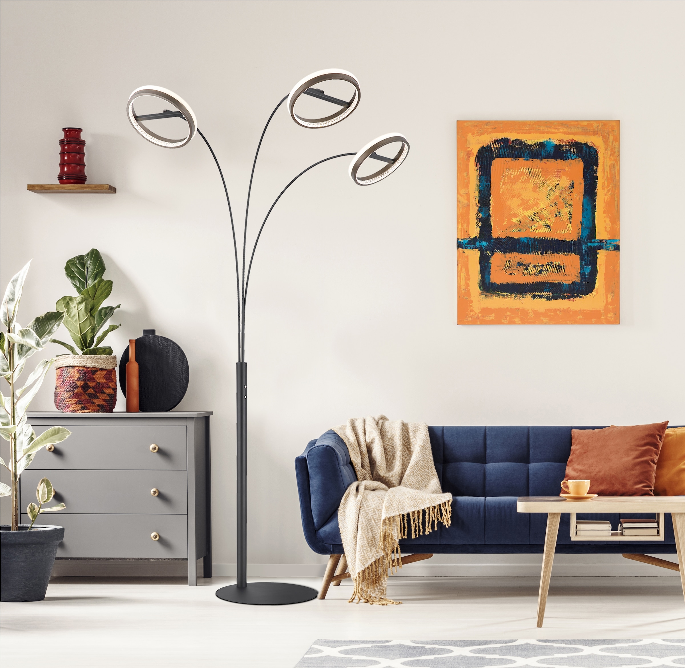 GLOBO LIGHTING Stehlampe »DELLA« LED-Modul 1 Stk. warmweiß - kaltweiß Stehlampe Wohnzimmer Schlafzimmer Flur Design-Leuchte