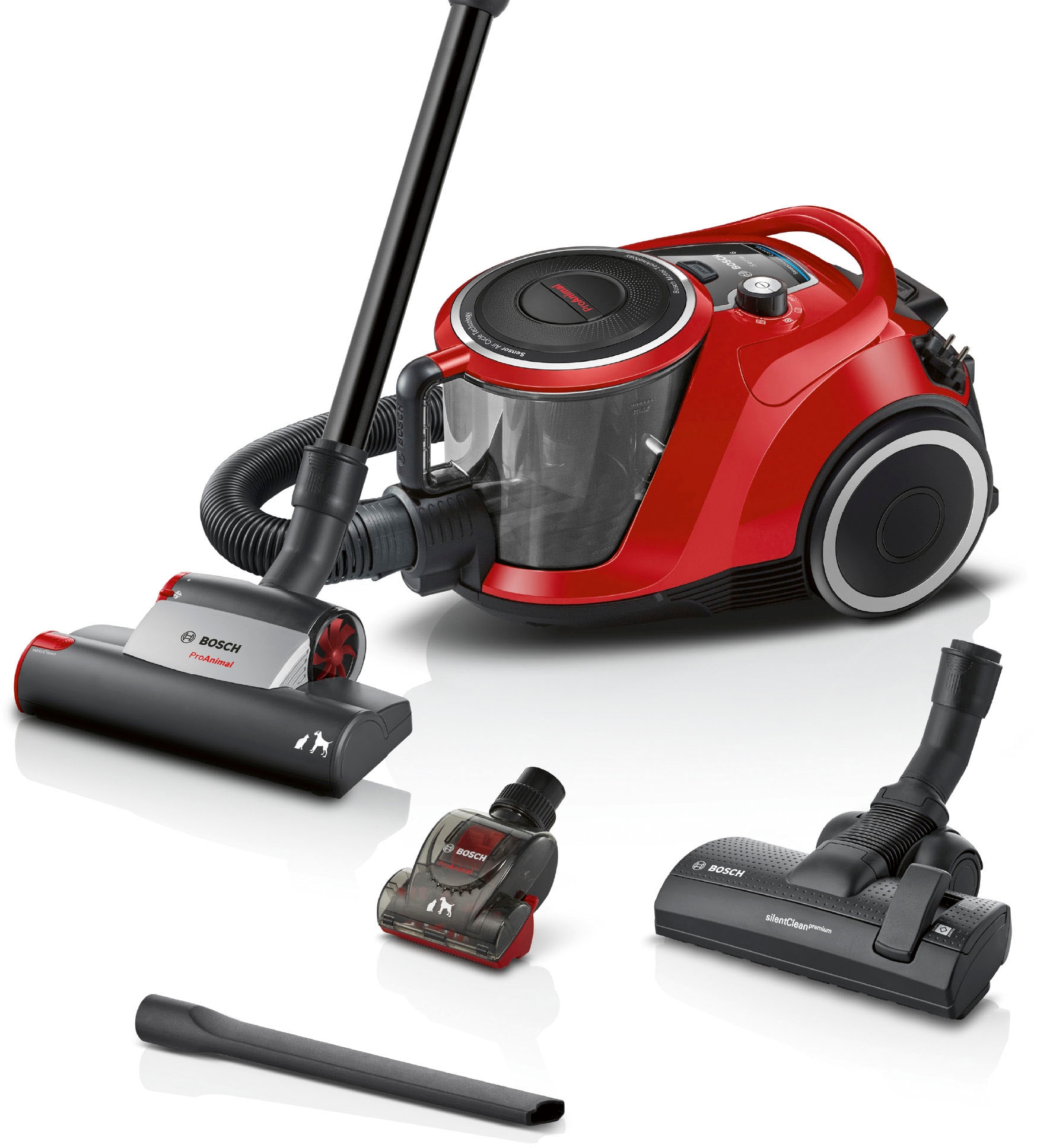 BOSCH Bodenstaubsauger »Serie 6 ProAnimal BGC41PET, ideal für Tierhaare, Hygiene-Filter«, 750 W, beutellos, 10 Jahre Motorgarantie, für Parkett/Teppich/Fliesen, Turbo-Düse, rot