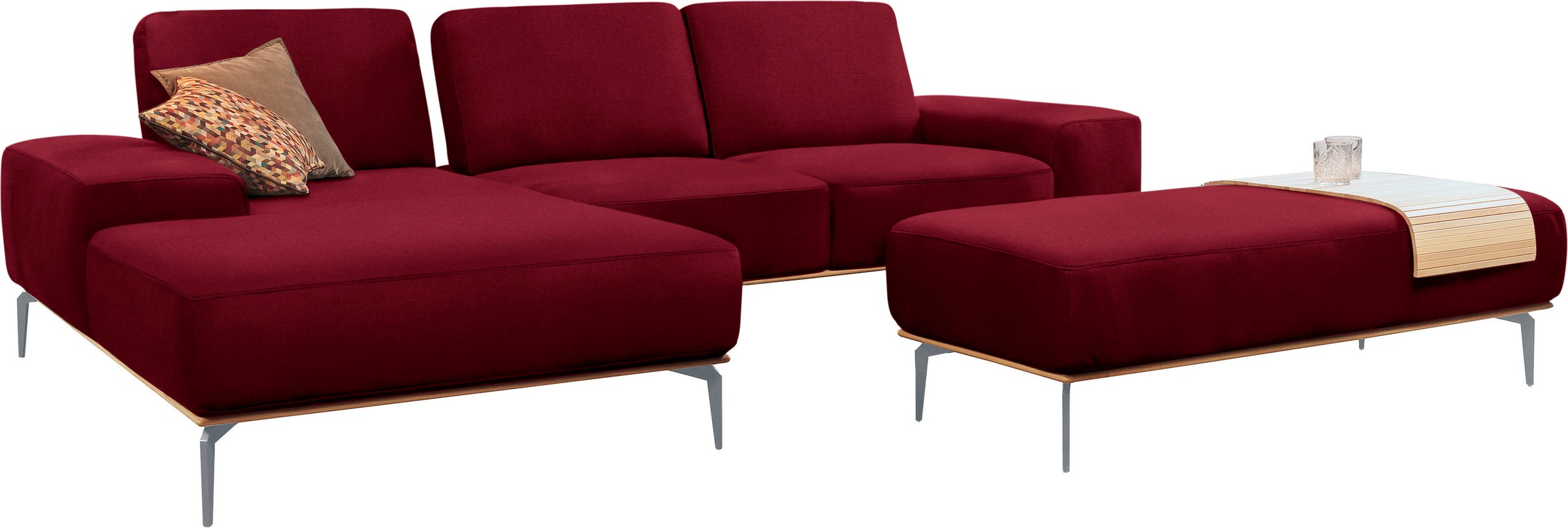 Thumbnail - W.SCHILLIG Ecksofa "run, Designsofa mit tollem Sitzkomfort, bequem, L-Form" mit elegantem Holzsockel, Füße in Silber mat...