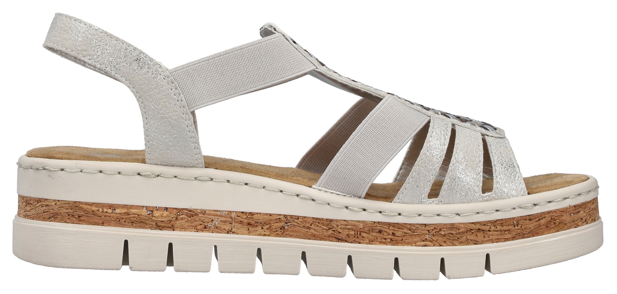 Rieker Keilsandalette  Keilsandalette, Plateausandale, Sommerschuh in Metallic-Optik