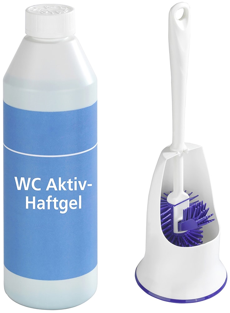 Maximex Reinigungs-Set "WC-Hygiene", WC-Garnitur mit Randbürste und WC-Aktiv-Haftgel mit Ozean-Duft, 500 ml