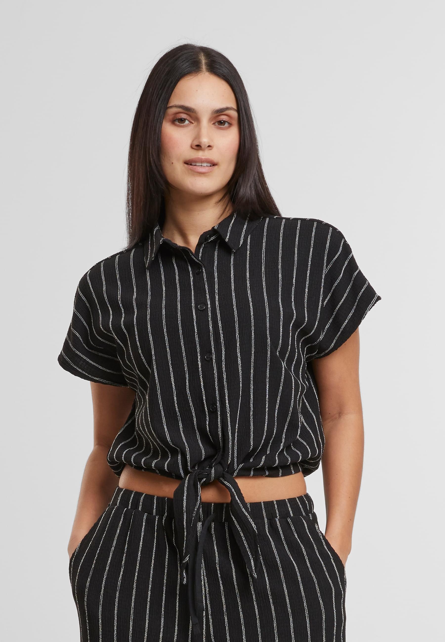 Thumbnail - URBAN CLASSICS Klassische Bluse "Urban Classics Ladies Structured Striped Tied Blouse"