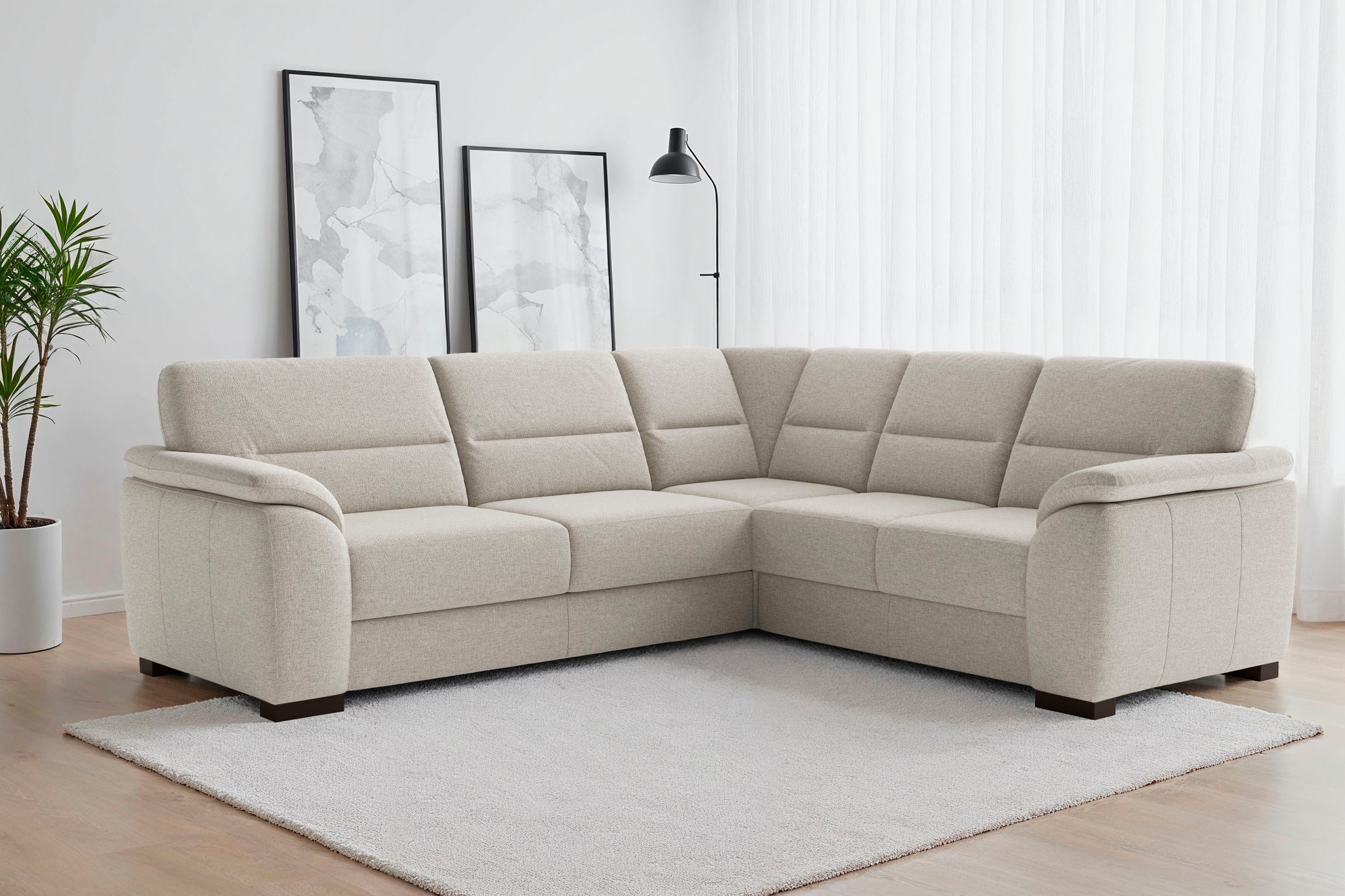 Ecksofa SIT & MORE, B:255cm H:88cm T:225cm, beige, 100% Polyester, Wohnzimmer, Sofas, "Montego L-Form, B: 256 cm, große Stoffauswahl, Komfortsitzhöhe