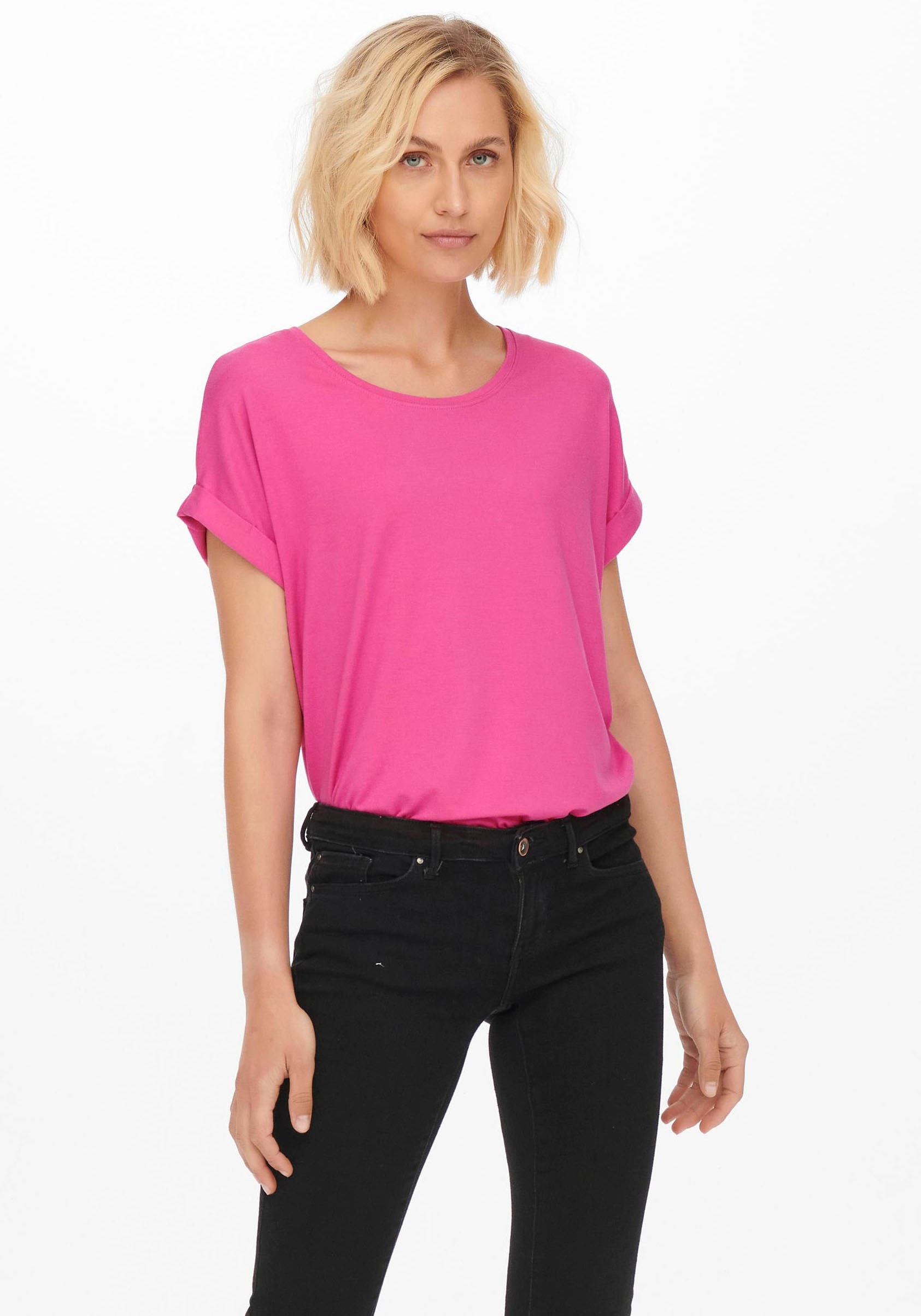 ONLY T-Shirt "ONLMOSTER – Kurzarmshirt mit Aufschlag und klassischem Look", günstig online kaufen