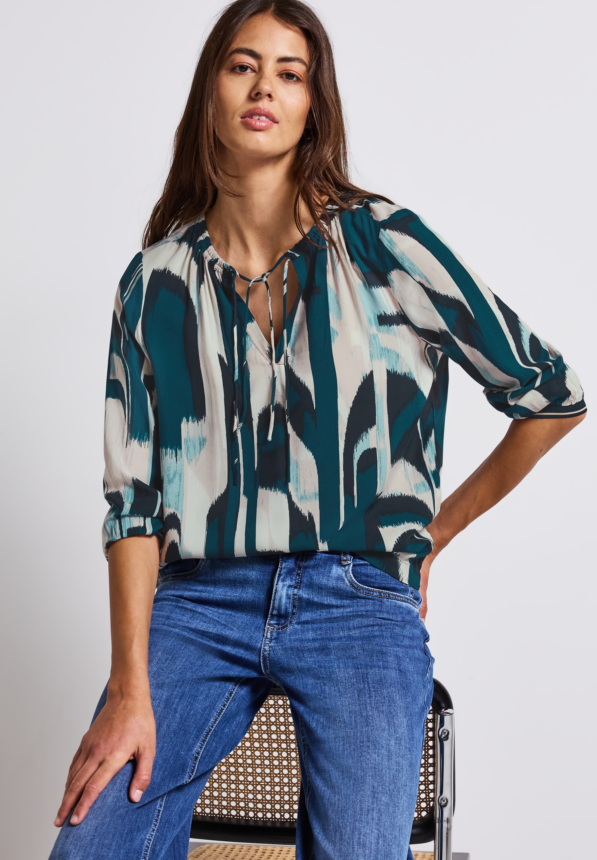 STREET ONE Shirtbluse, 3/4 -Arm mit grafischem Muster günstig online kaufen