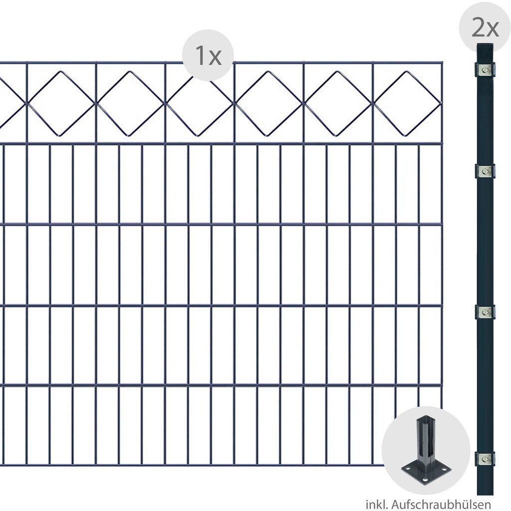Arvotec Doppelstabmattenzaun »ESSENTIAL 100 zum Aufschrauben "Karo" mit Zierleiste«