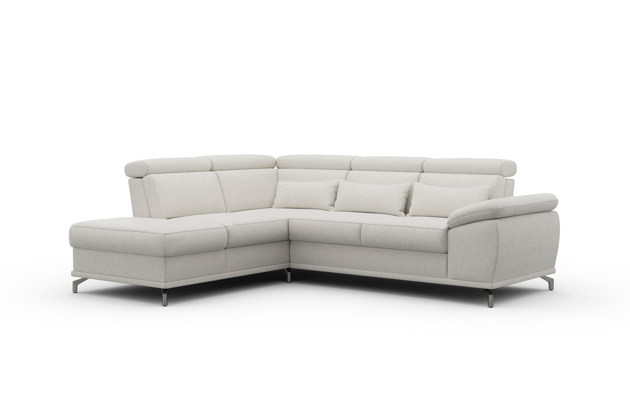 sit&more Ecksofa »Cabrio L-Form, mit Sitztiefenverstellung, Arm- und Kopfteilverstellung«, 3 Nierenkissen, Federkern, optional Bettfunktion und Stauraum