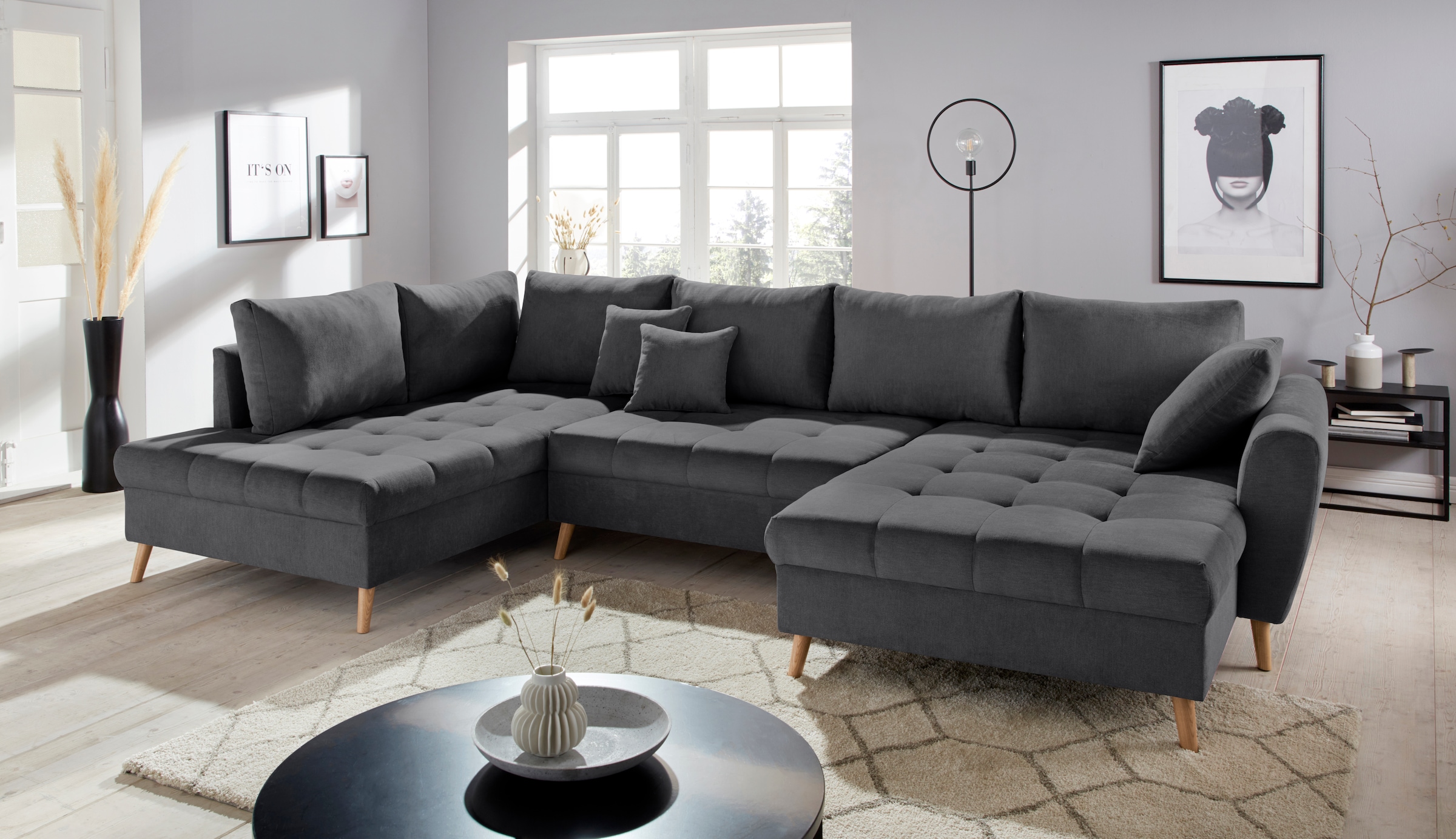 Home affaire Wohnlandschaft »Penelope Luxus U-Form«, mit besonders hochwertiger Polsterung für bis zu 140 kg pro Sitzfläche