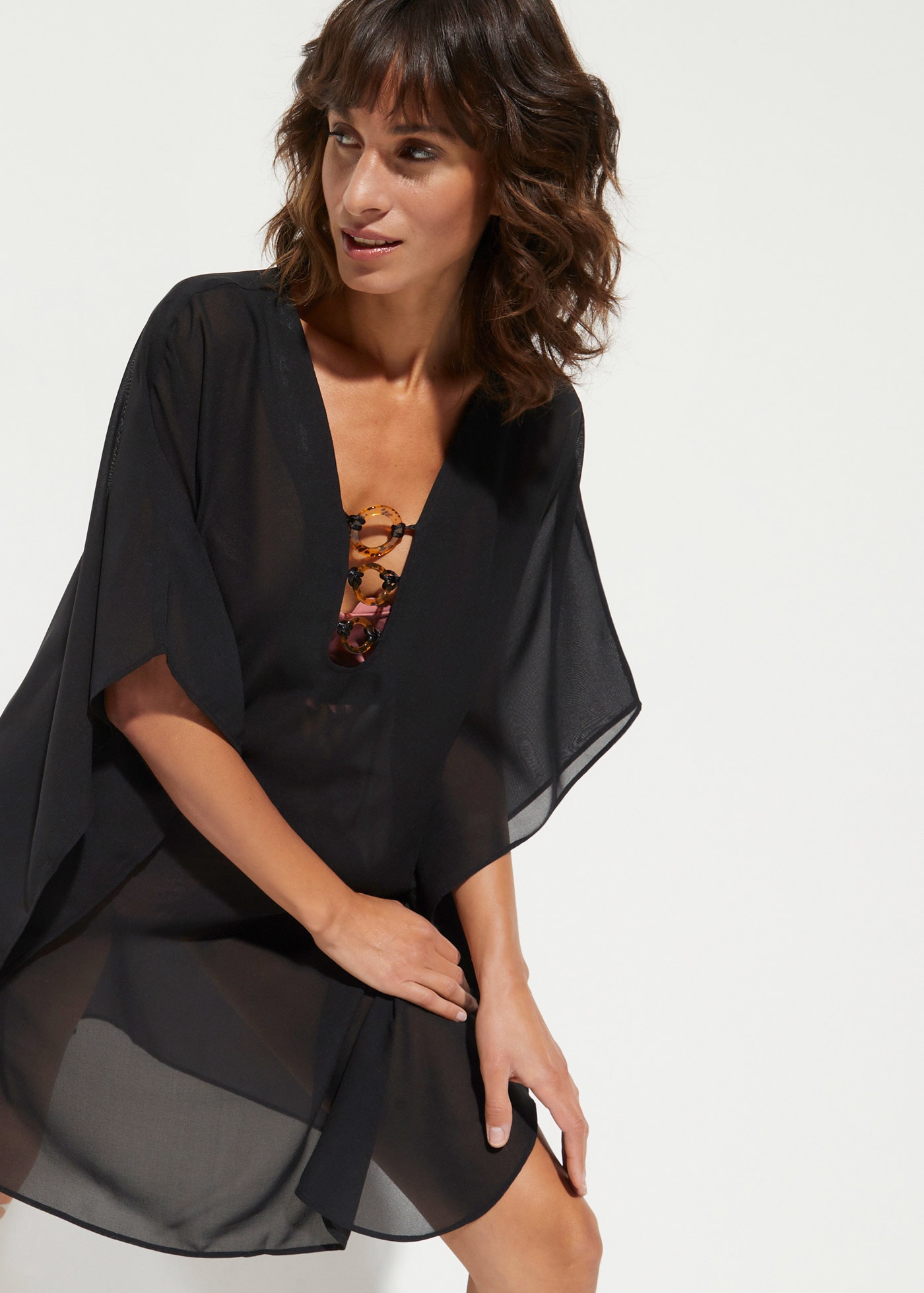 bonprix Tunikakleid für warme Tage, aus Polyester, figurumspielende Passform