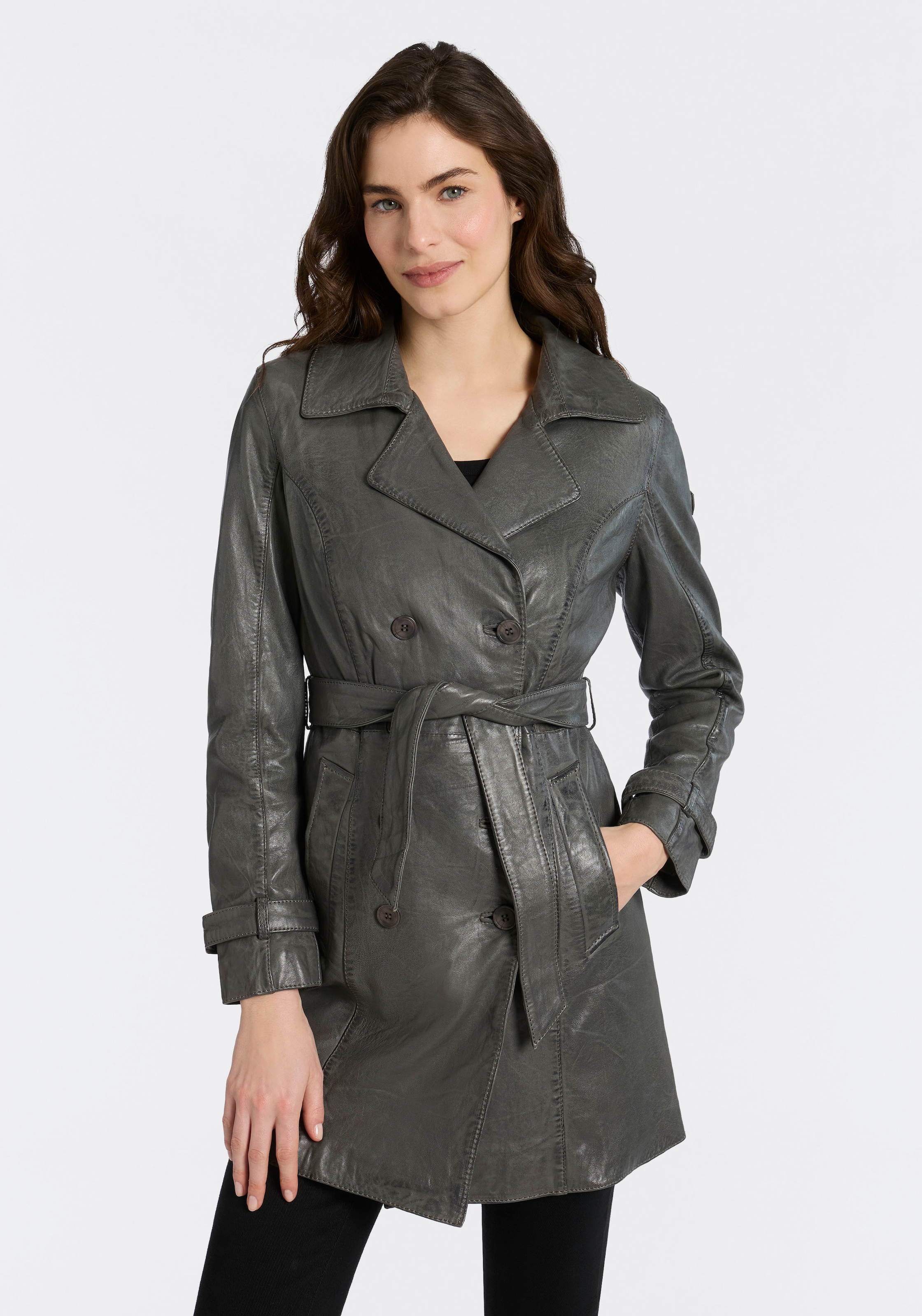 Mauritius Ledermantel "GWTaresa" mit Bindegürtel, 2 Stk. Leder-Trenchcoat m günstig online kaufen