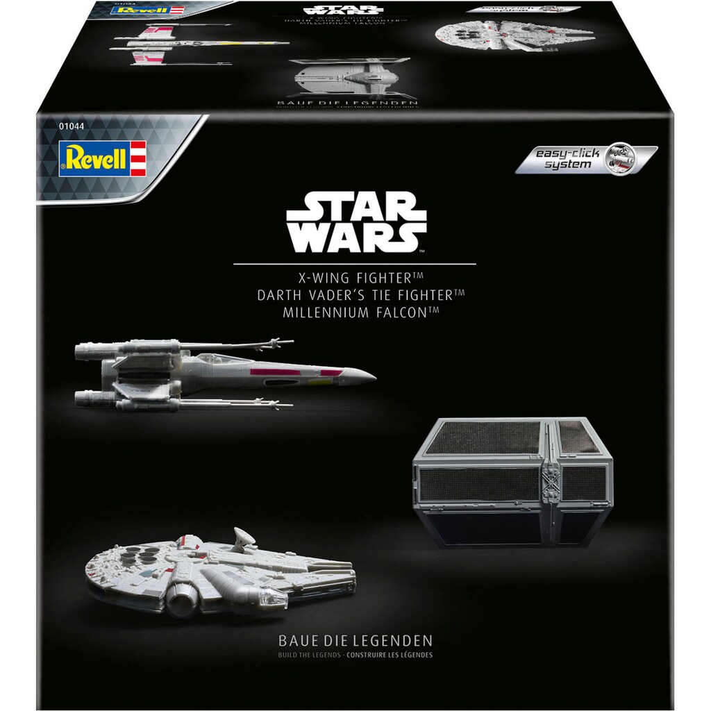 Revell® Modellbausatz »3 Star Wars Modellen (Millennium Falcon, X-Wing Fighter, TIE Fighter)«