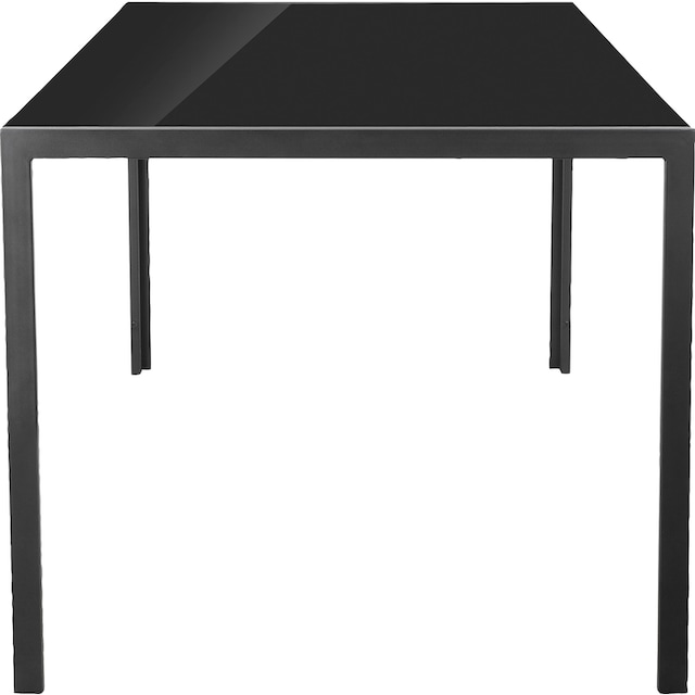 Leonique Esstisch »Presnel«, (1 St.), Tischplatte Sicherheitsglas, Gestell  aus Metall schwarz, Höhe 76,5 cm bestellen | BAUR