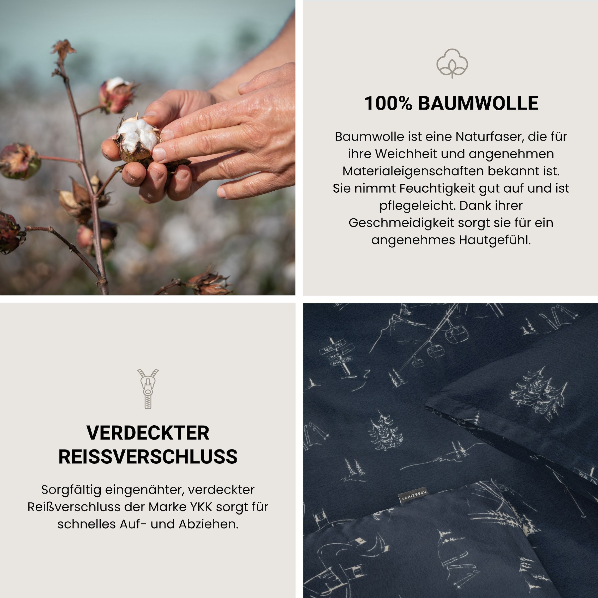 Schiesser Bettwäsche »Skiing aus weicher Baumwolle mit Winterprint« 2 OEKO-TEX® MADE IN GREEN