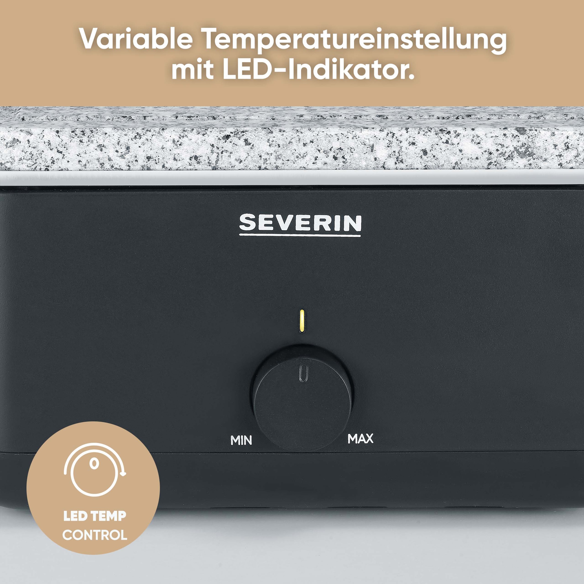 Severin Raclette »RG 2366« 8 Stk. Raclettepfännchen 1.300 W für 8 Personen, Naturgrillstein & antihaftbeschichtete Grillplatte