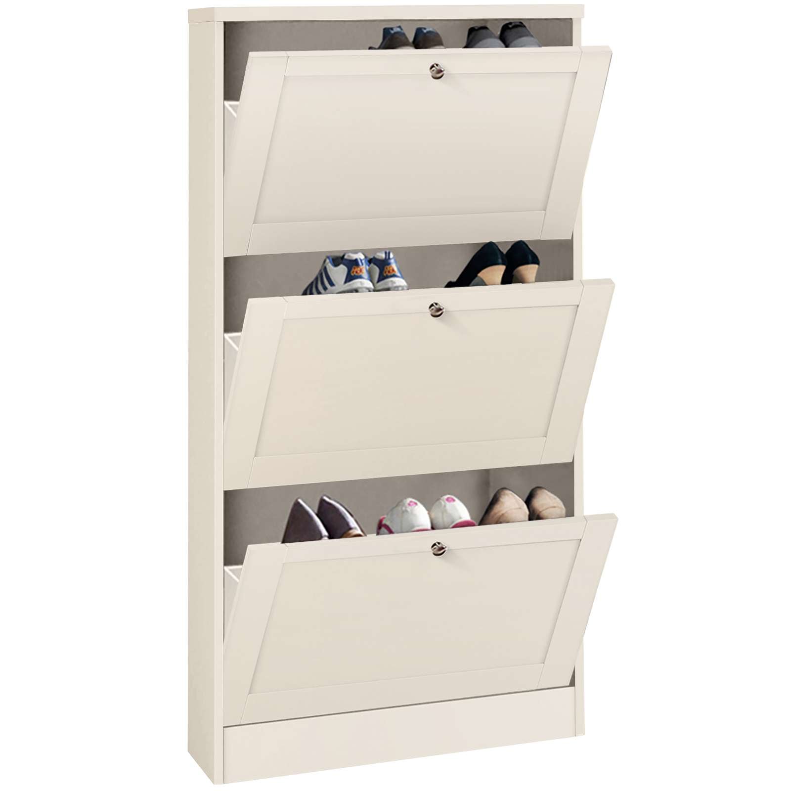 OTTO home Schuhschrank »Heide« Breite 70 cm, mit 3 Klappen und Facettenfront, Höhe ca. 130 cm
