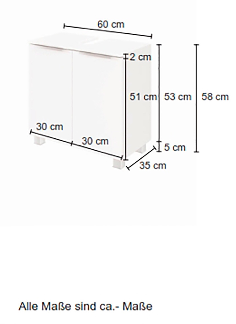 welltime Waschbeckenunterschrank »Matera«, Breite 60 cm, mit hochwertigen matten MDF-Fronten