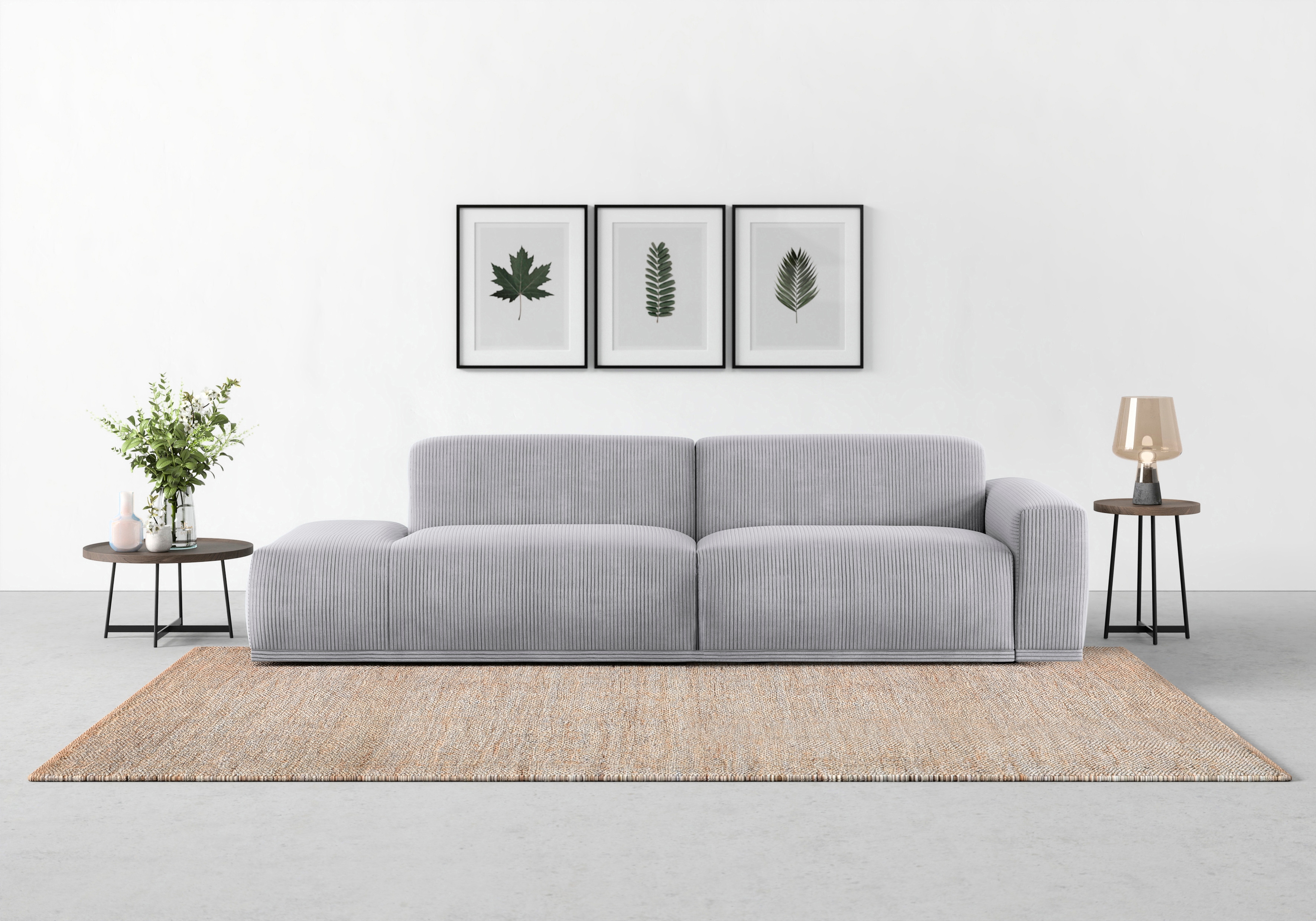 TRENDMANUFAKTUR Big-Sofa "Braga, mit hochwertigem Kaltschaum, Megasofa, Japandi-Design" modernes Big-Sofa, Couch mit hohem Sitzkomfort, 277/72/107 cm (B/H/T)