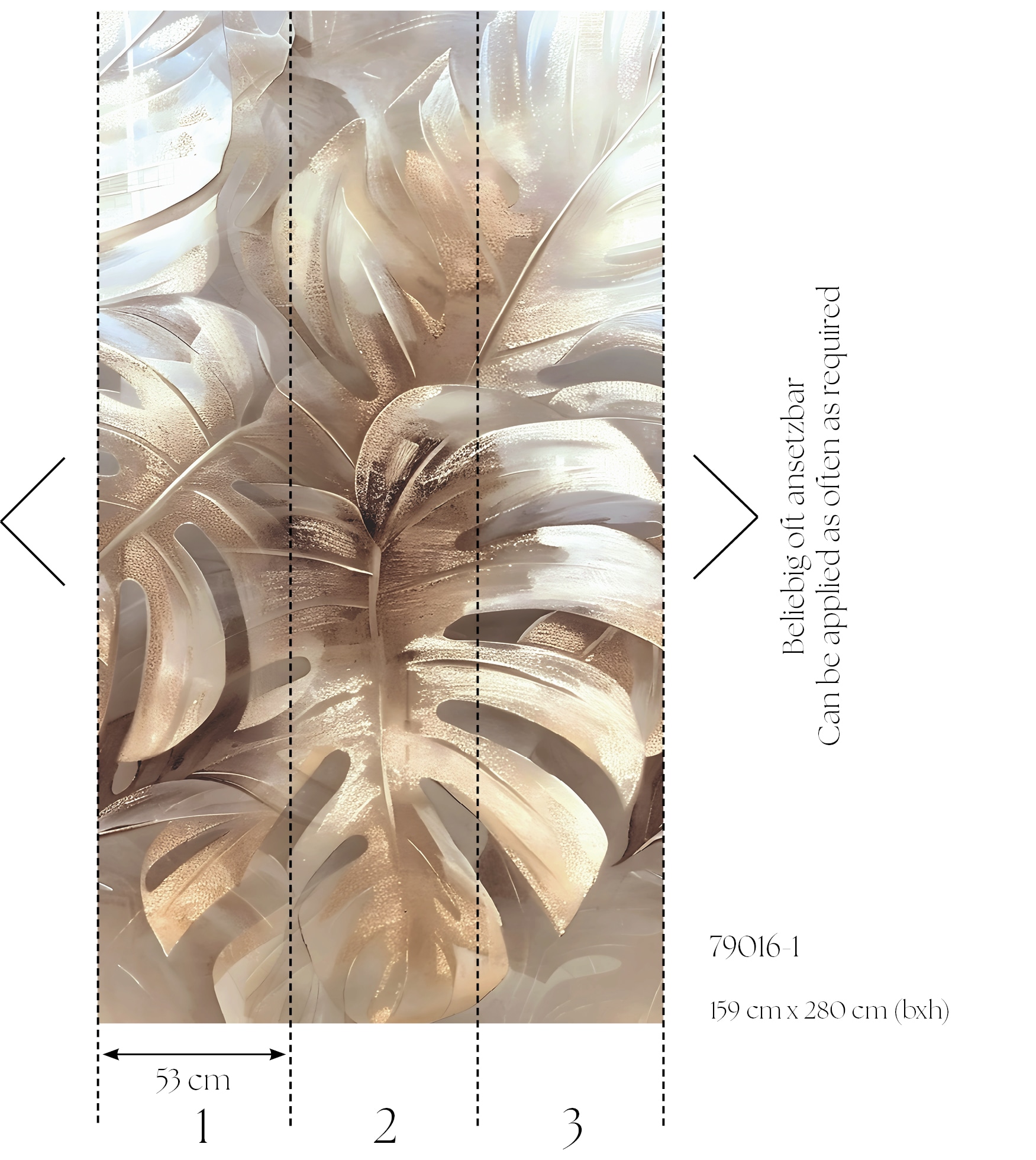 living walls Vliestapete »Fototapete Monstera-Blätter Beige Gold erweiterbar« botanisch strukturiert