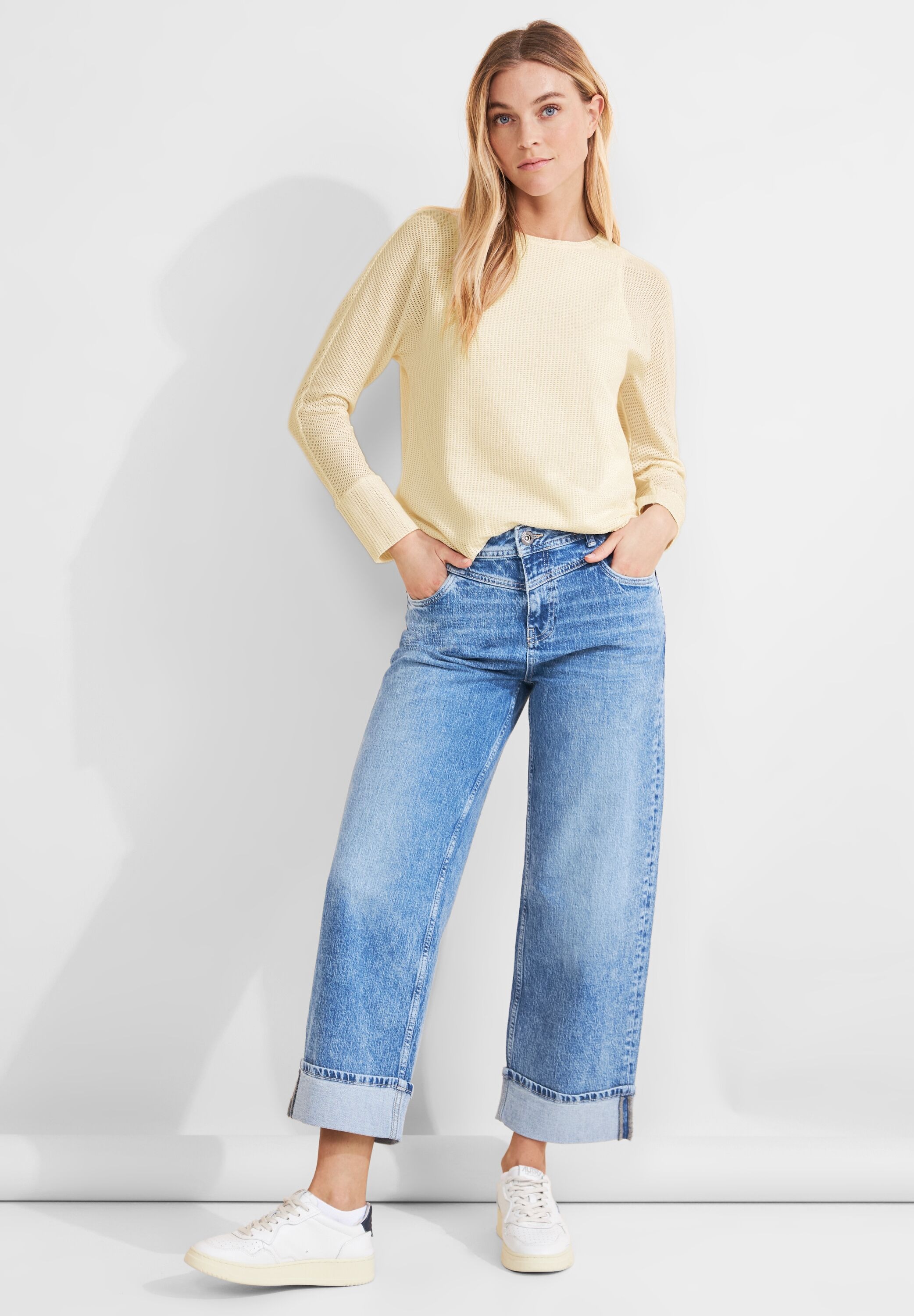 STREET ONE Langarmshirt, aus softem Materialmix